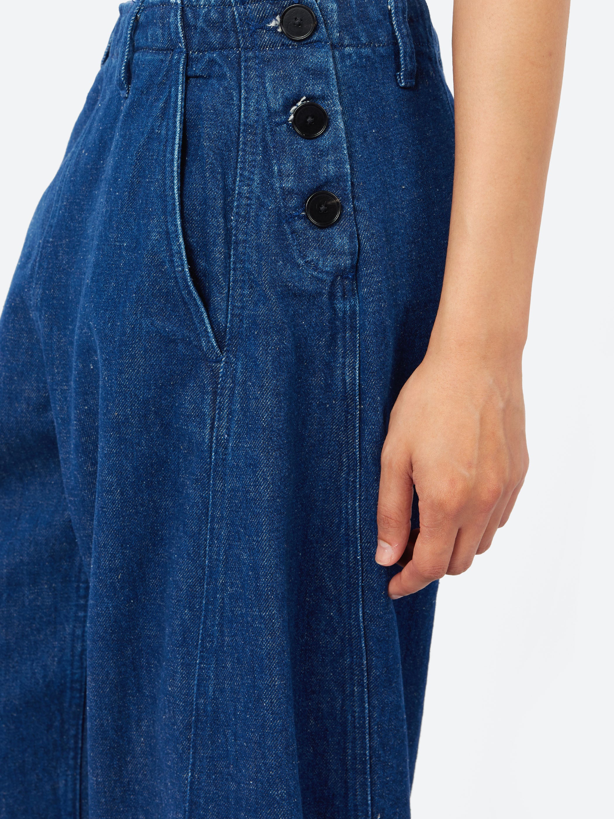 Twisted Seam Cotton Linen Denim Trousers