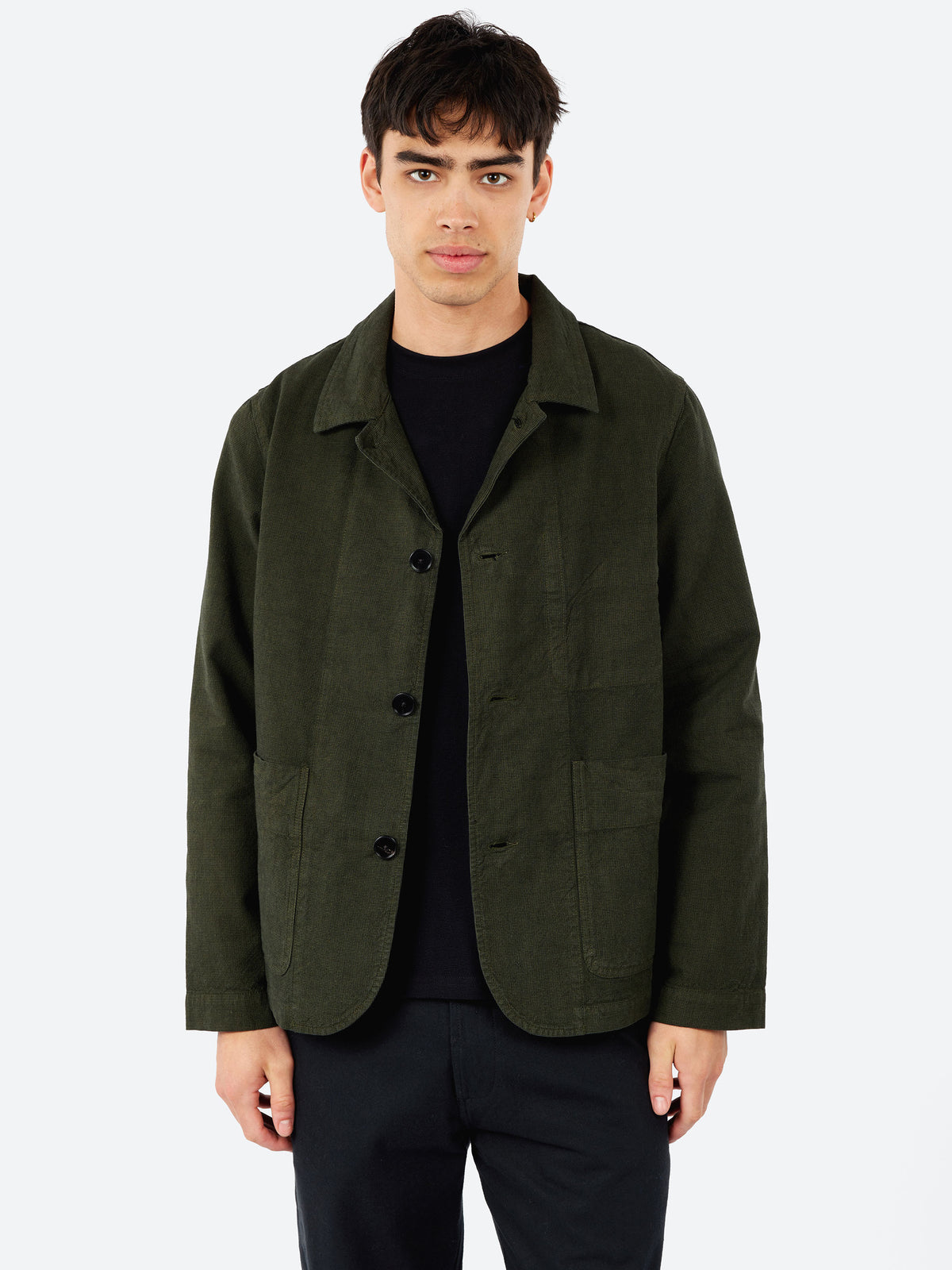 Unstructured Overdyed Micro Houndstooth Jacket