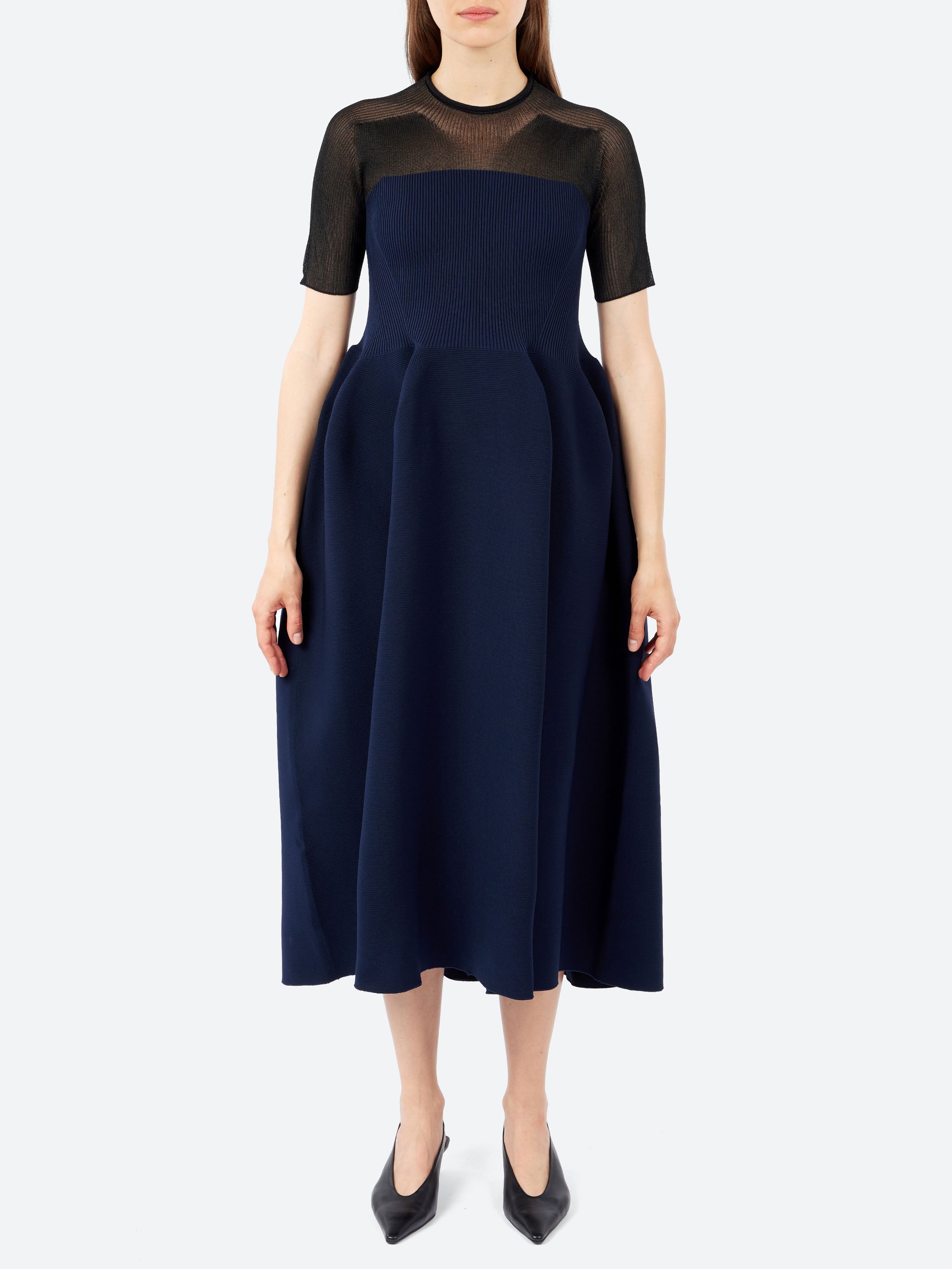 Pottery Lucent Decolletage Short Sleeve Dress