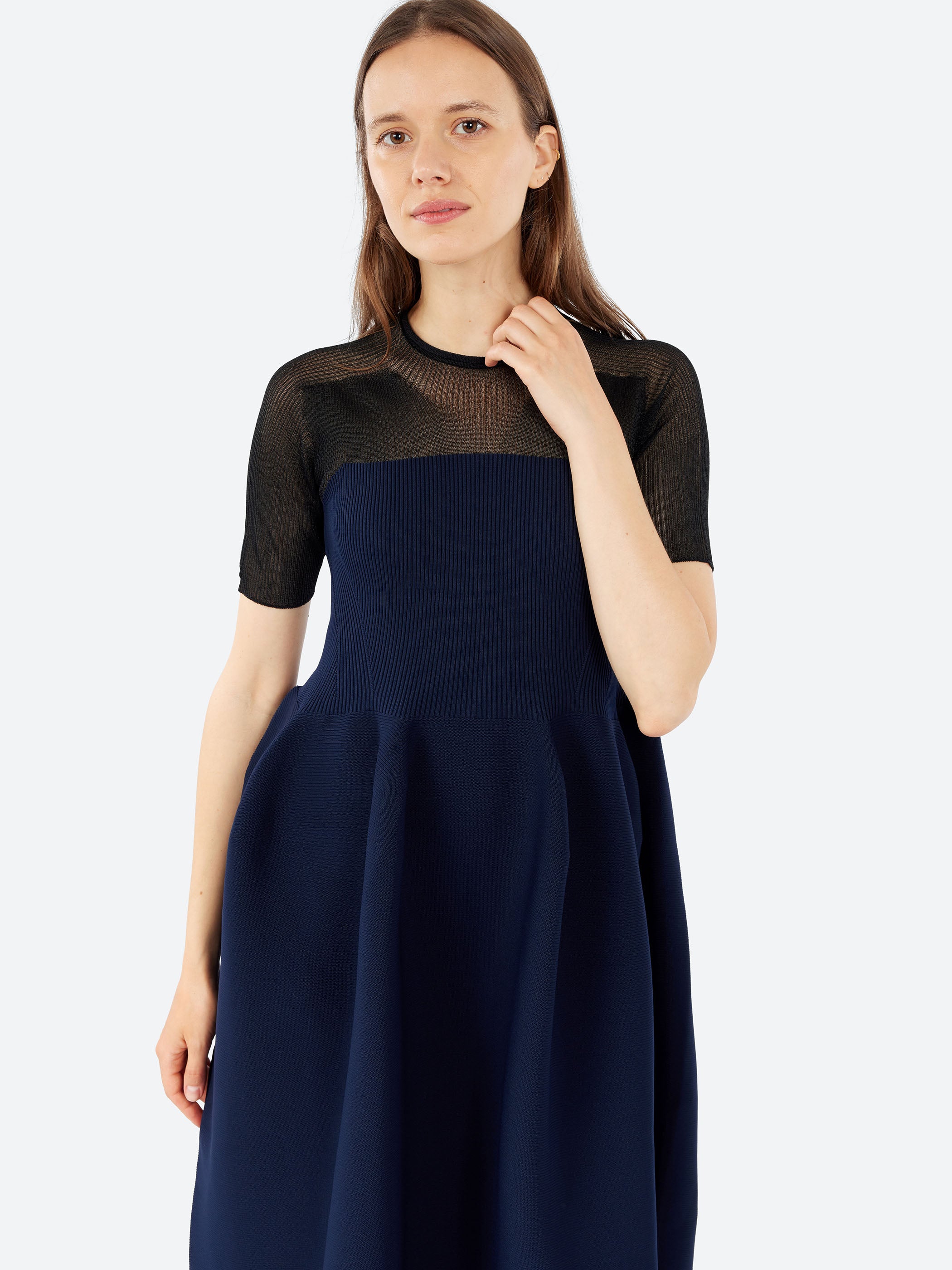Pottery Lucent Decolletage Short Sleeve Dress