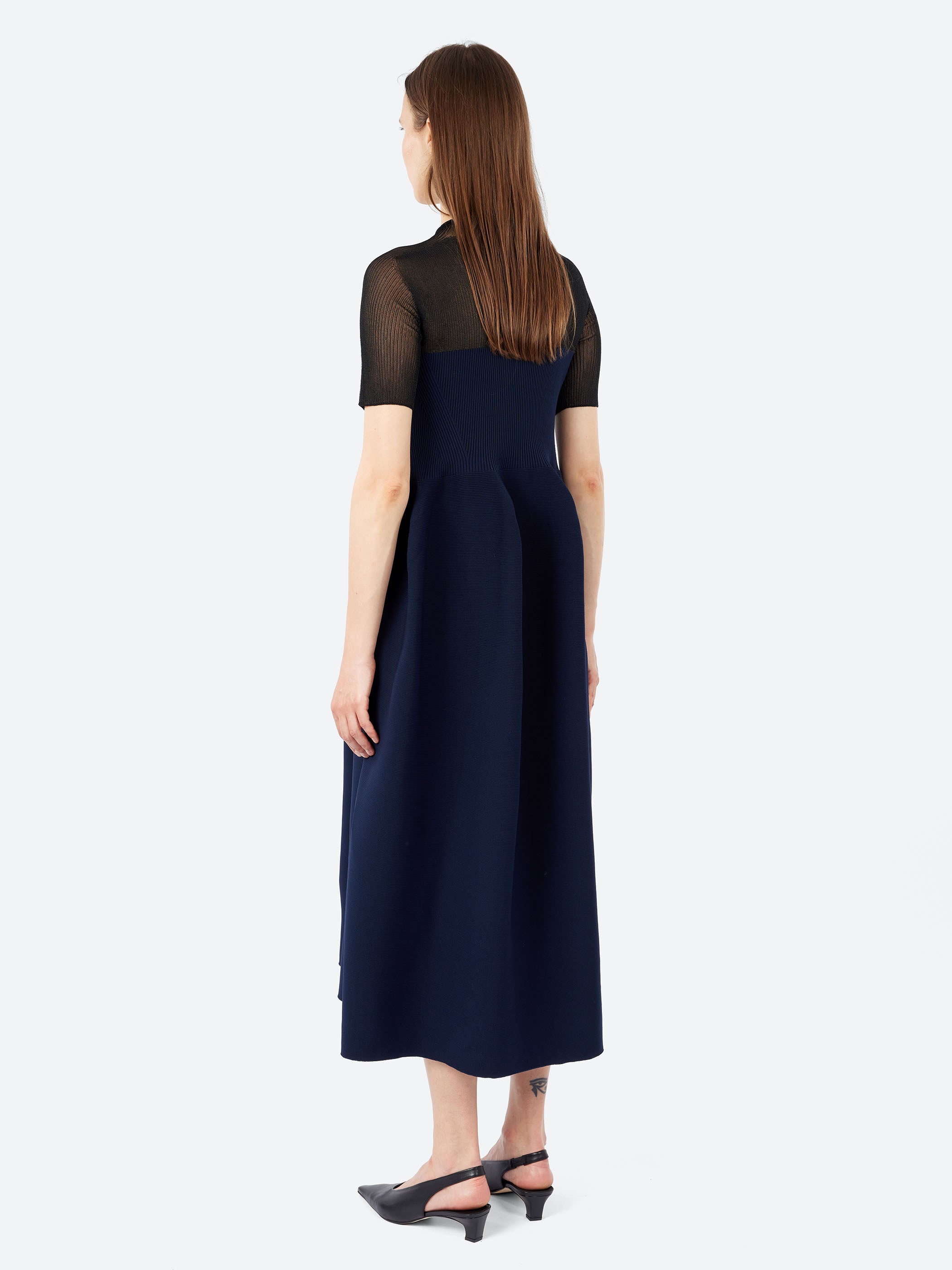 Pottery Lucent Decolletage Short Sleeve Dress