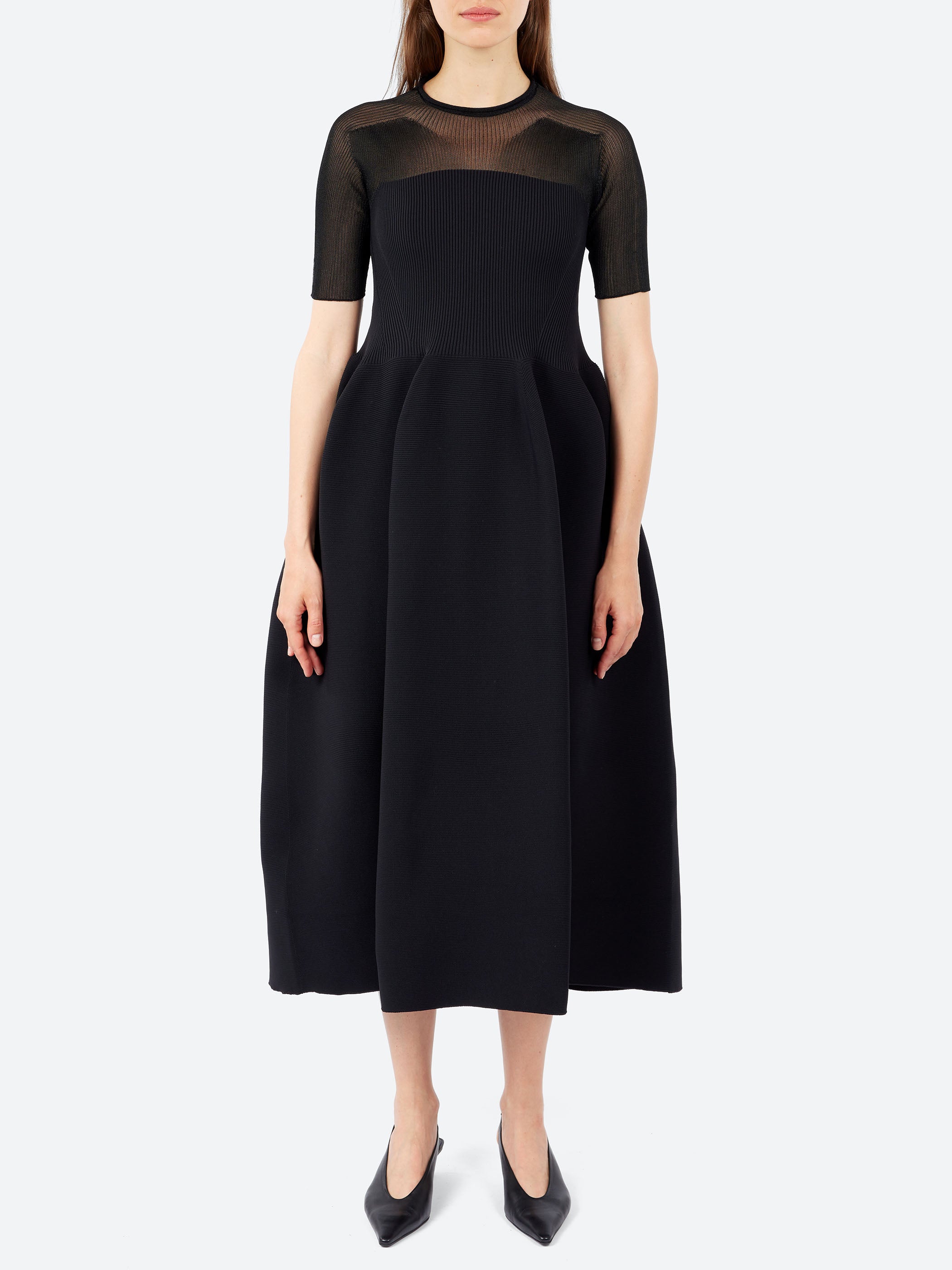Pottery Lucent Decolletage Short Sleeve Dress