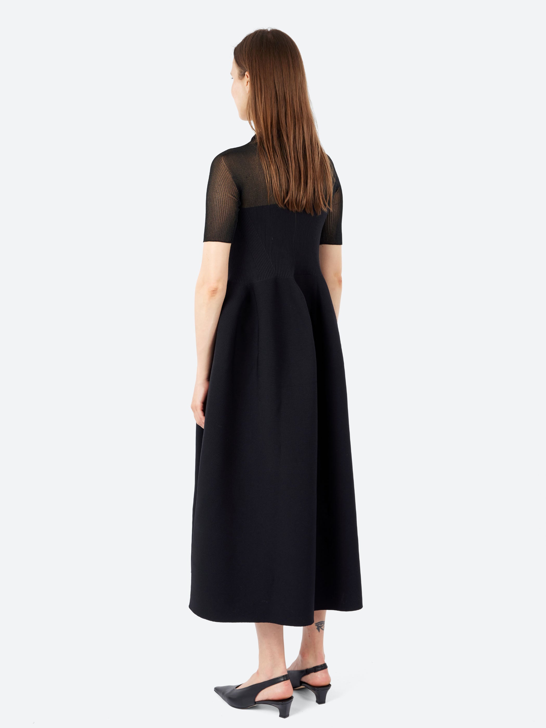 Pottery Lucent Decolletage Short Sleeve Dress