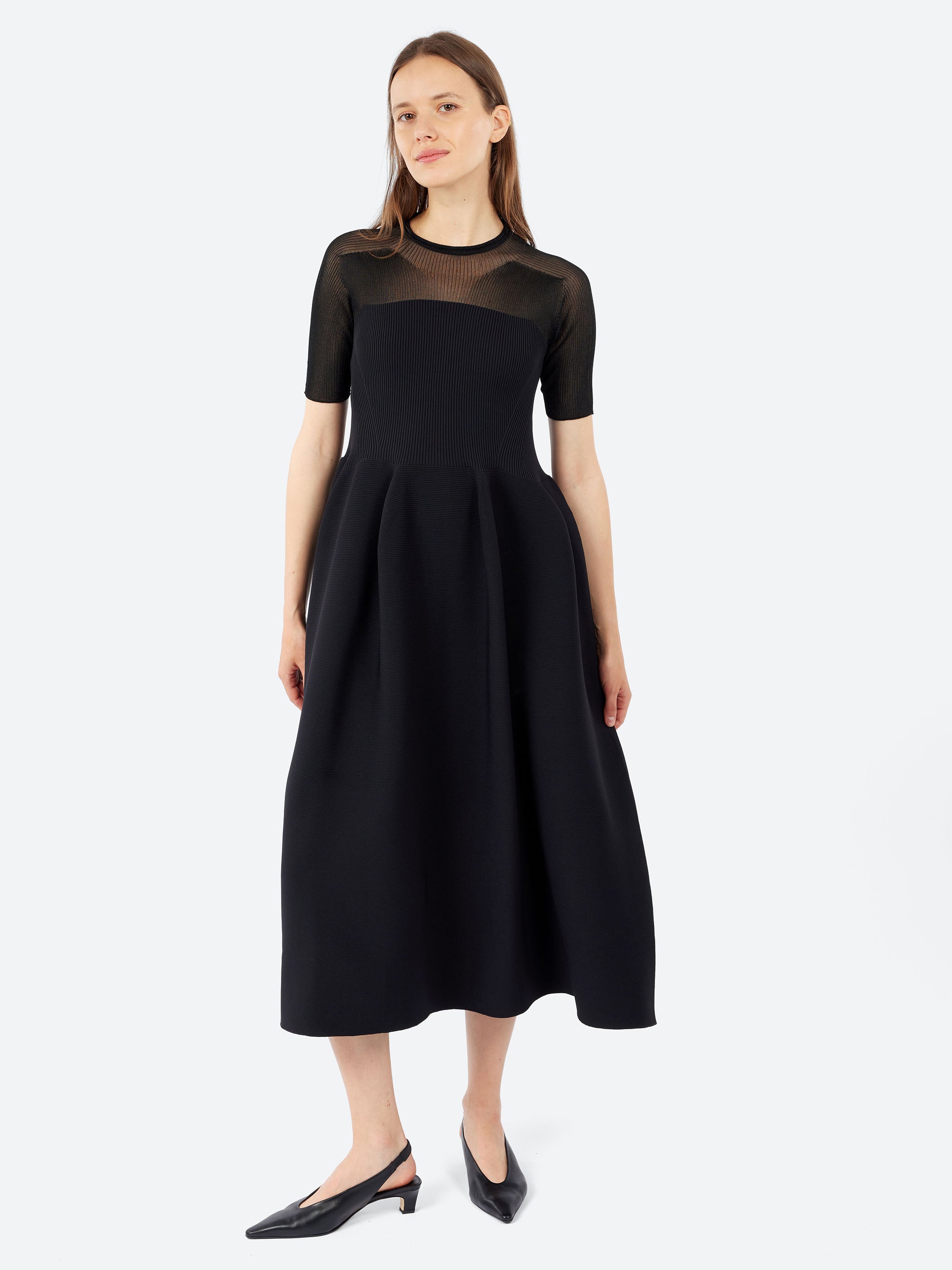 Pottery Lucent Decolletage Short Sleeve Dress