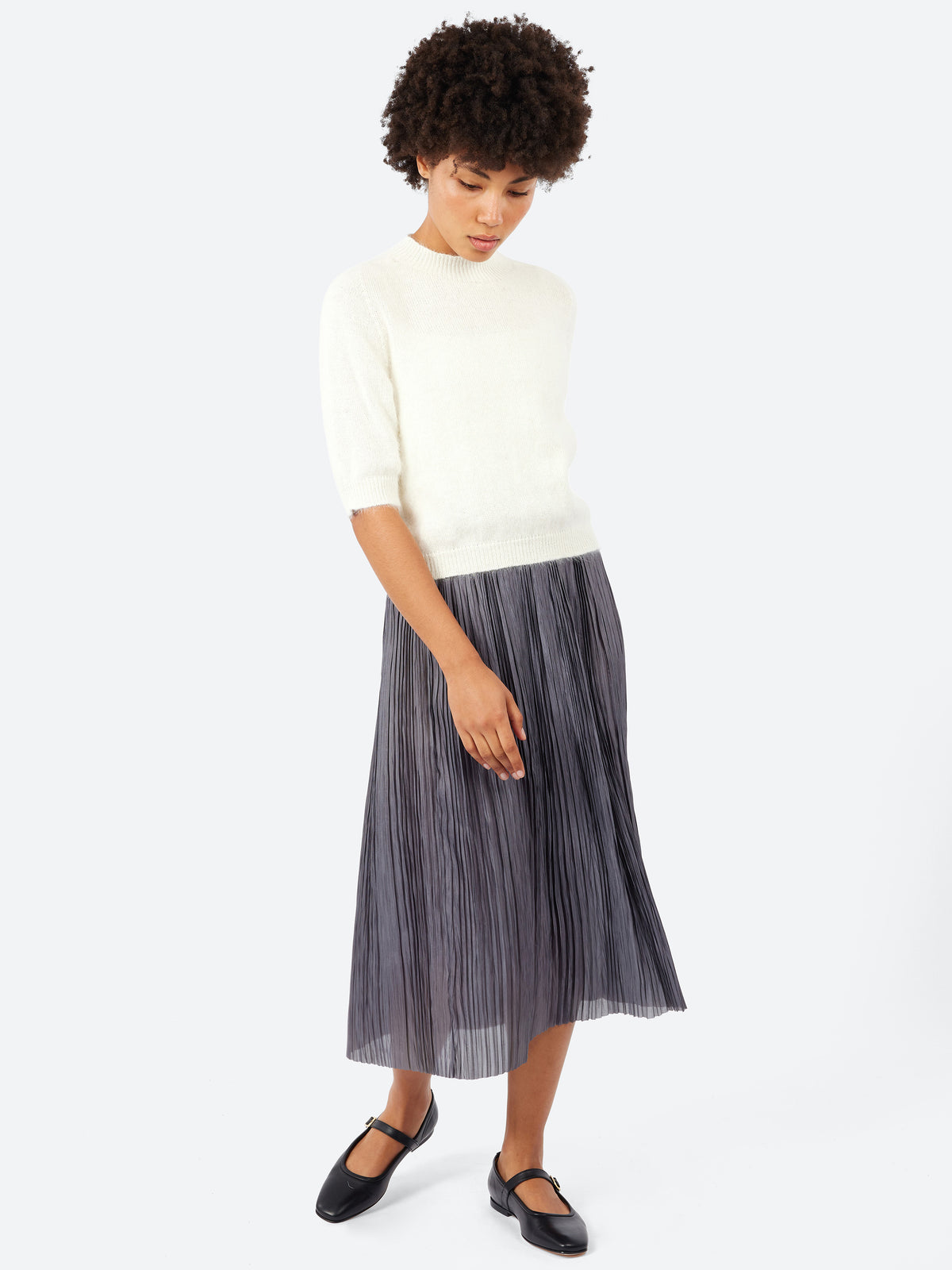 Plissé Midi Skirt