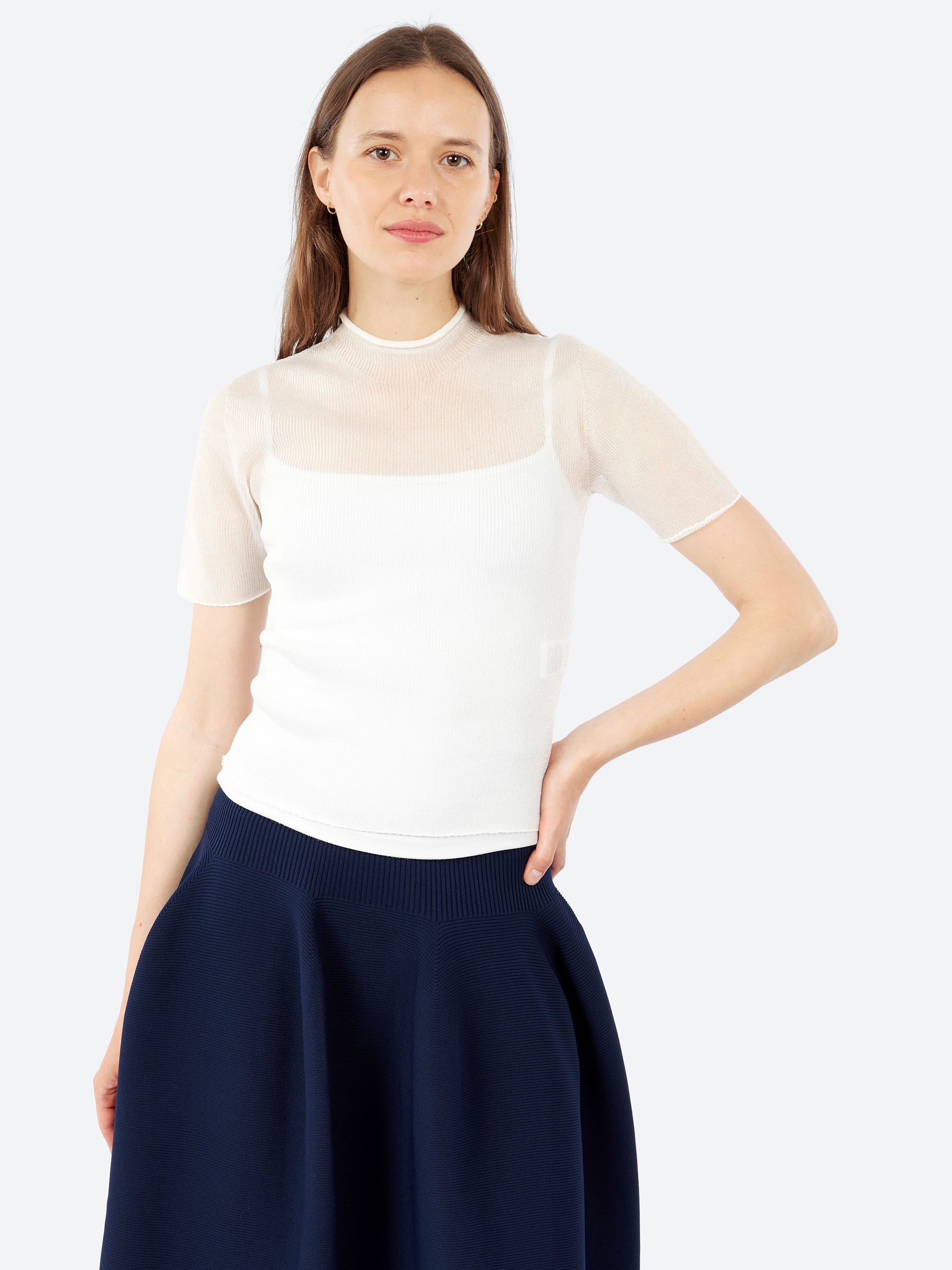 Portrait Lucent Short Sleeve Top