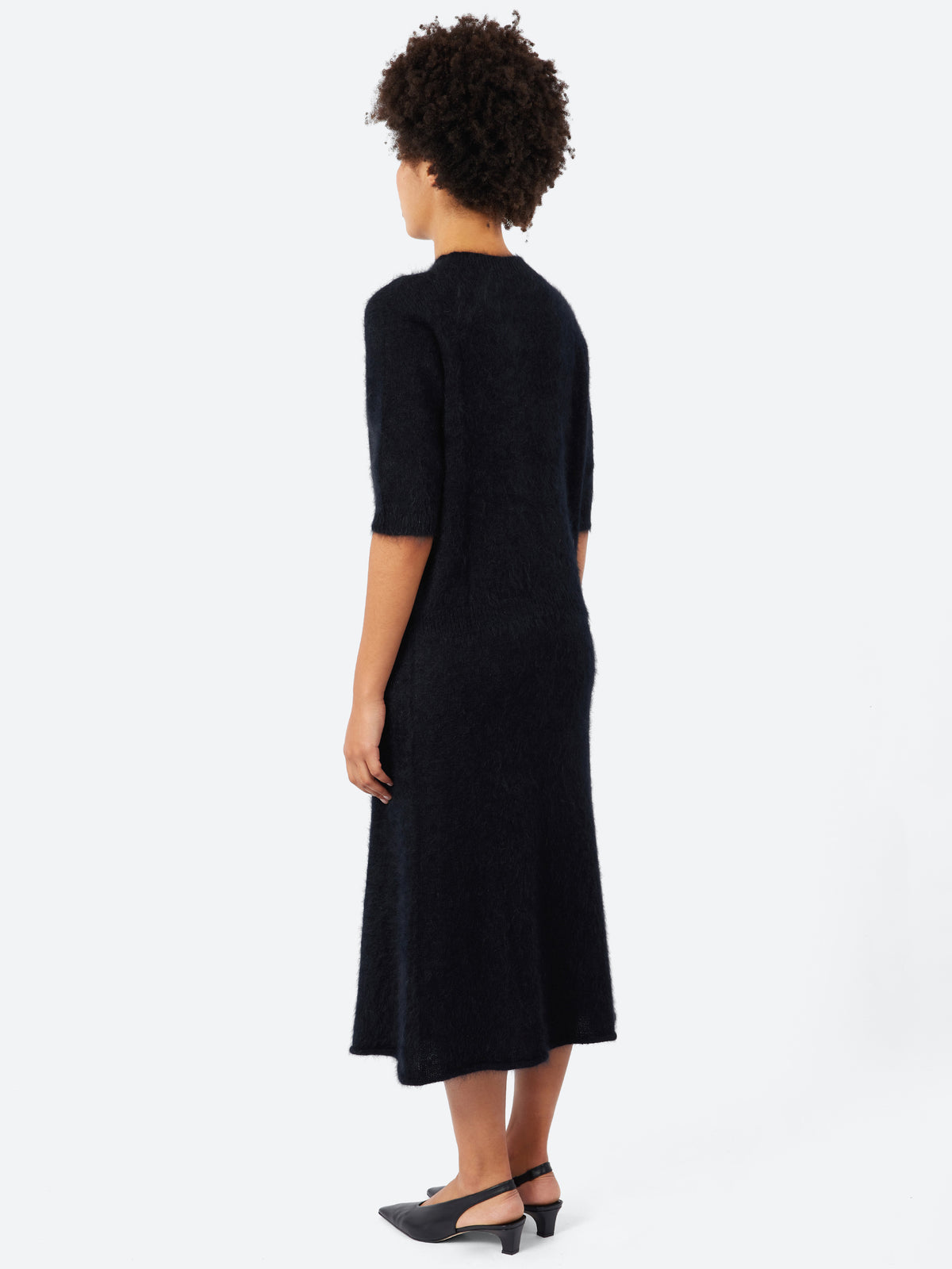 Short-Sleeve Angora Sweater
