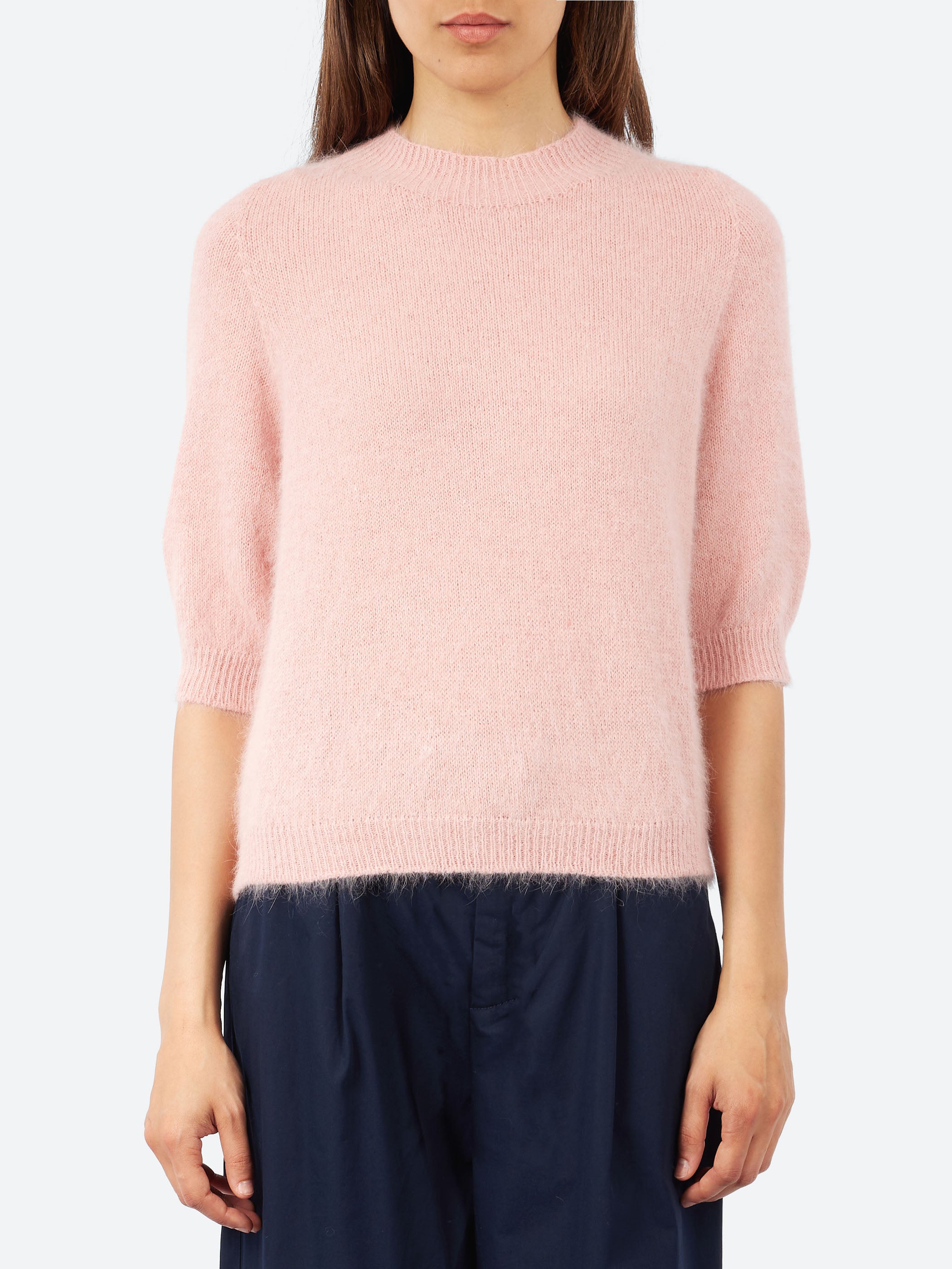 Short-Sleeve Angora Sweater