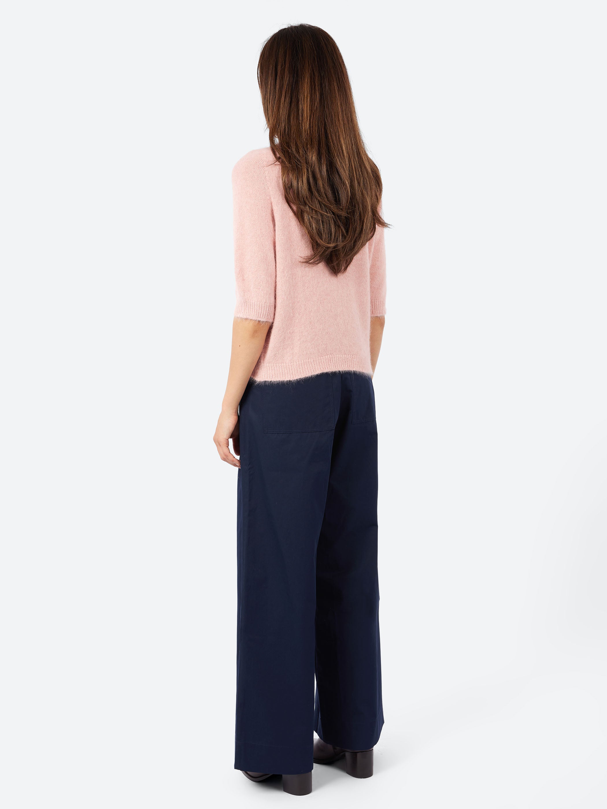 Short-Sleeve Angora Sweater