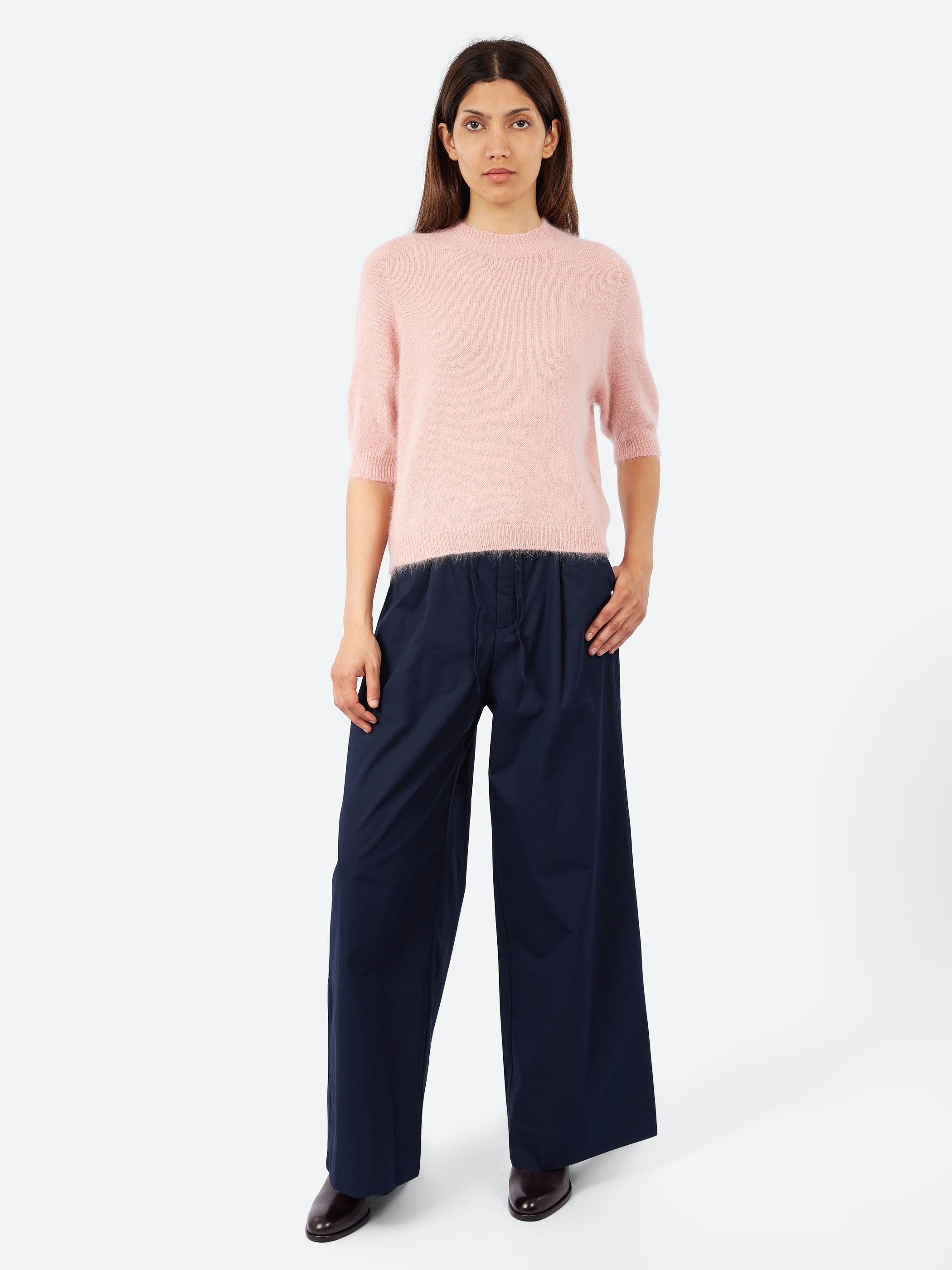 Short-Sleeve Angora Sweater