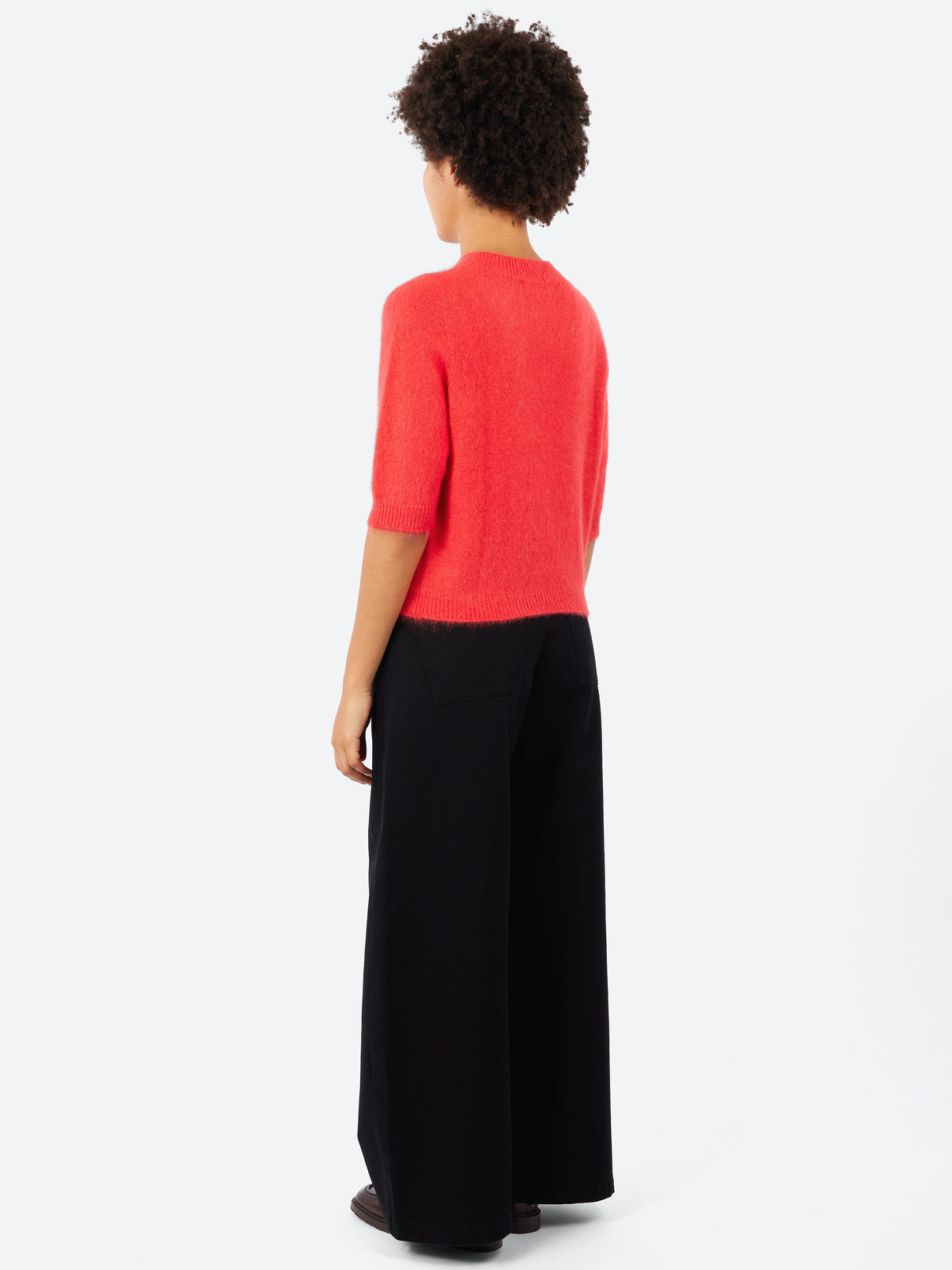 Short-Sleeve Angora Sweater
