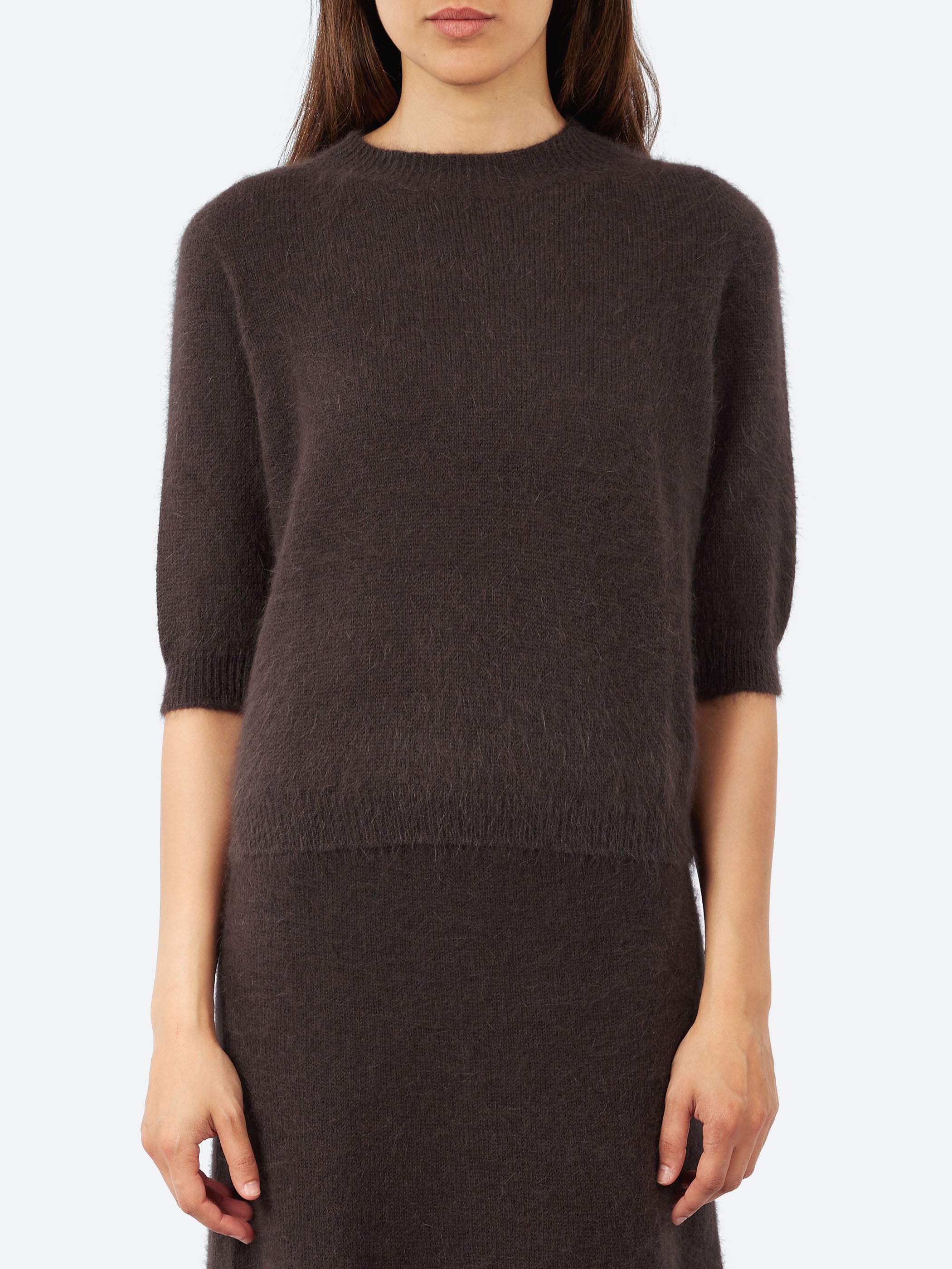 Short-Sleeve Angora Sweater
