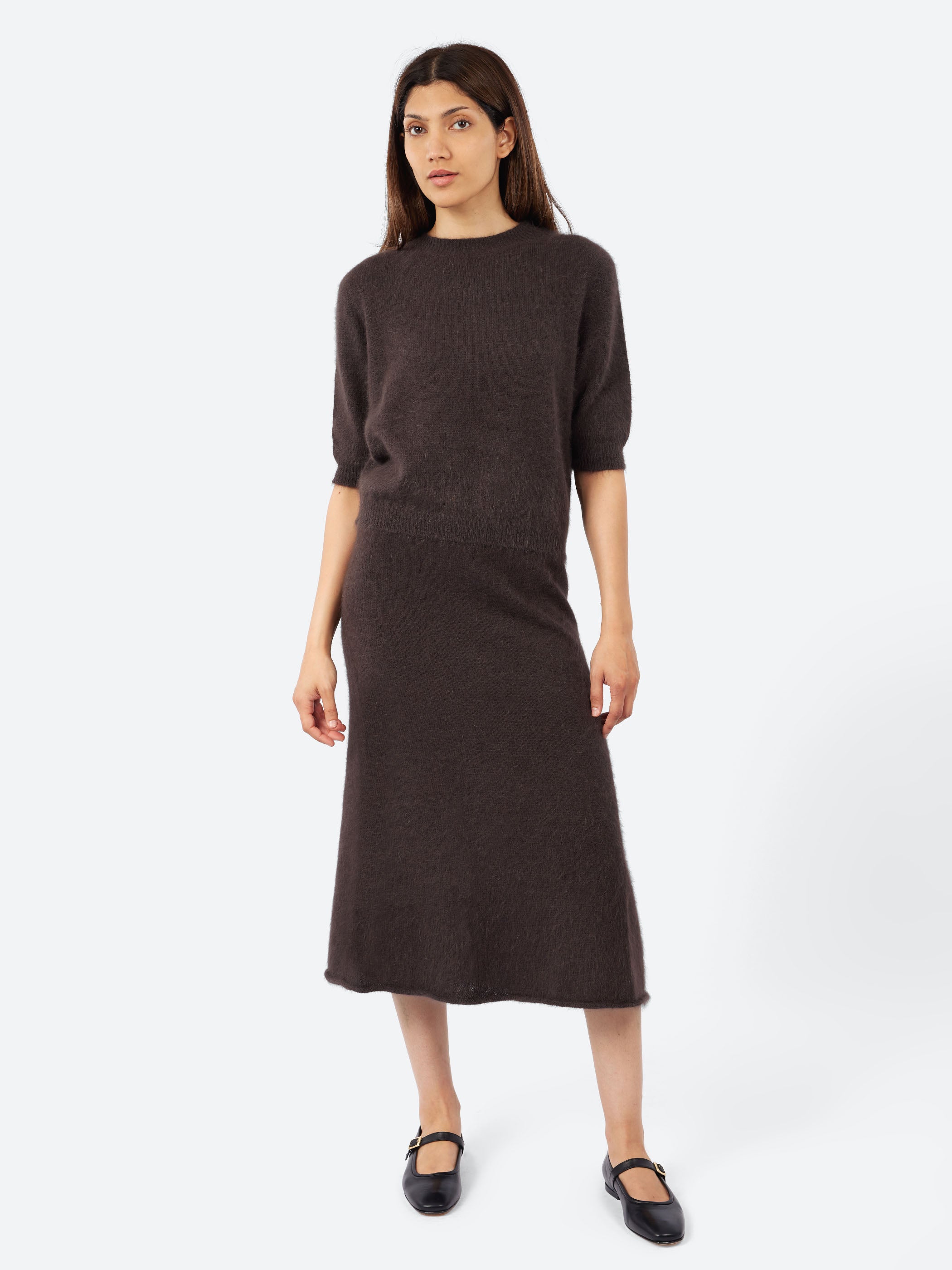 Short-Sleeve Angora Sweater
