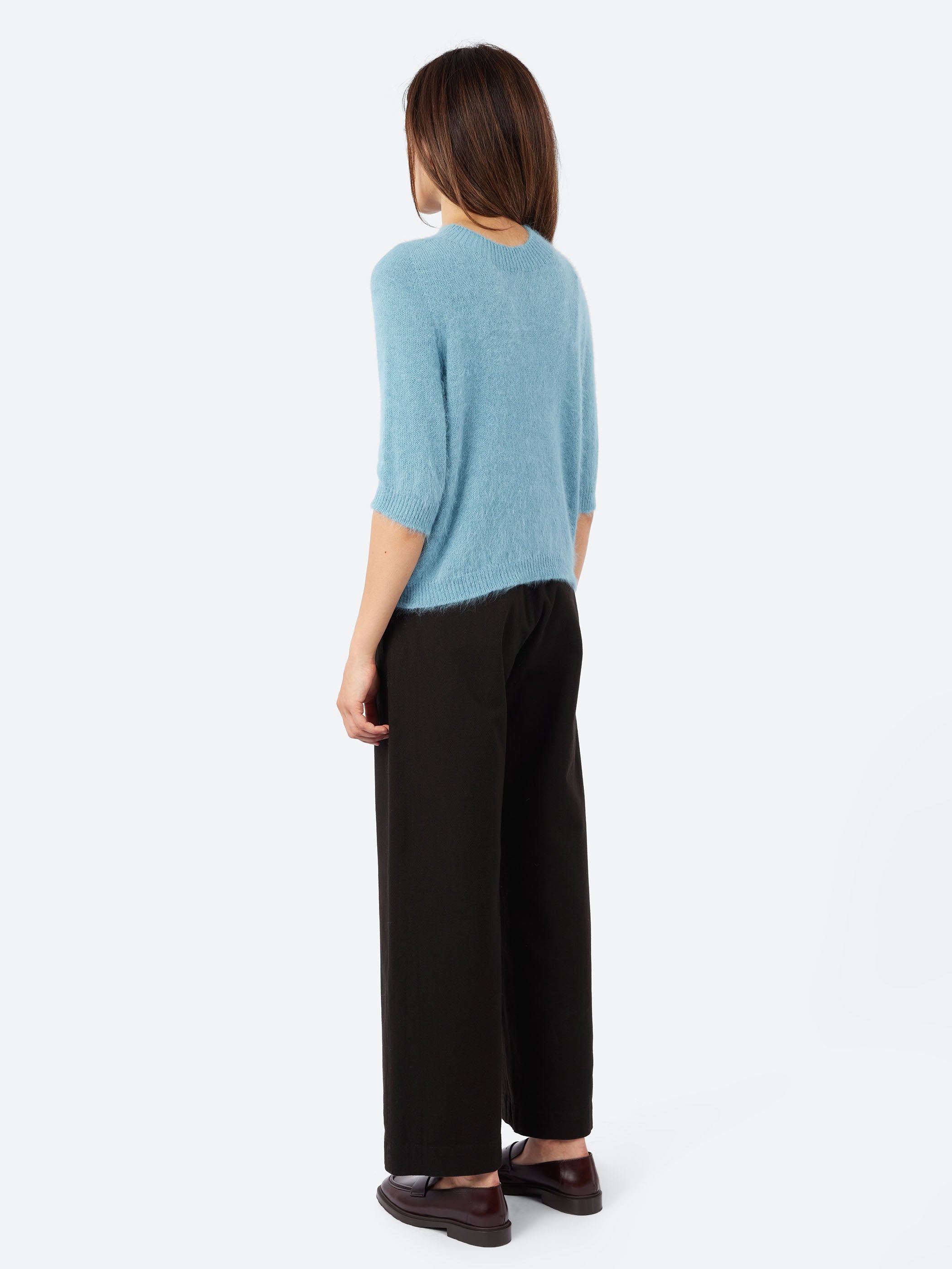 Short-Sleeve Angora Sweater