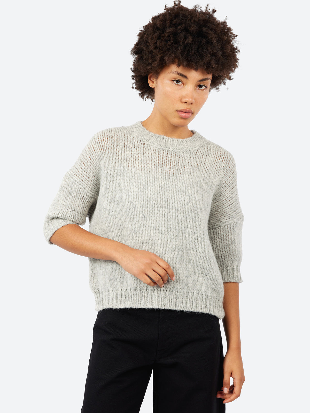 Three-Quarter Sleeve Baby Alpaca Sweater