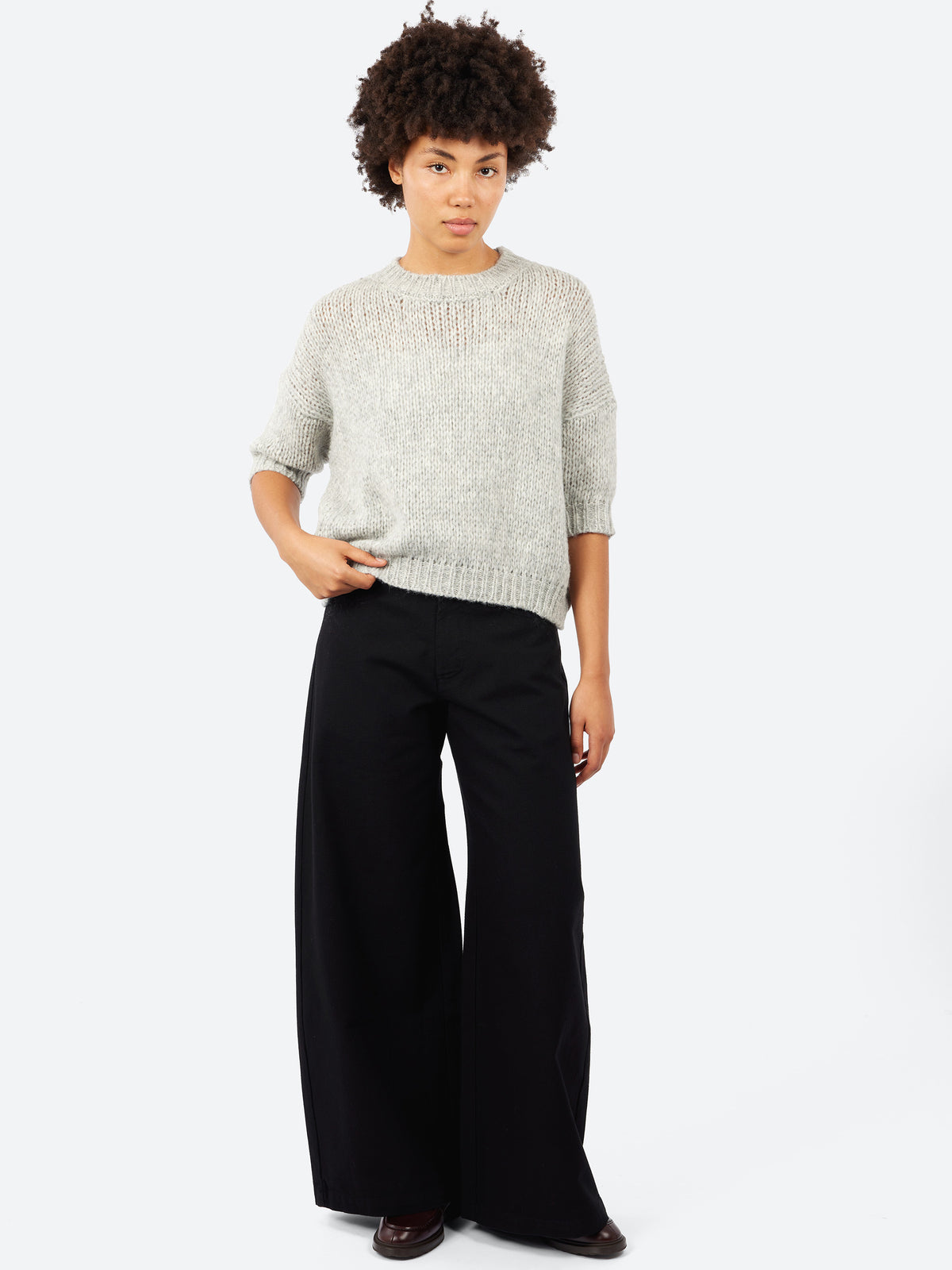 Three-Quarter Sleeve Baby Alpaca Sweater