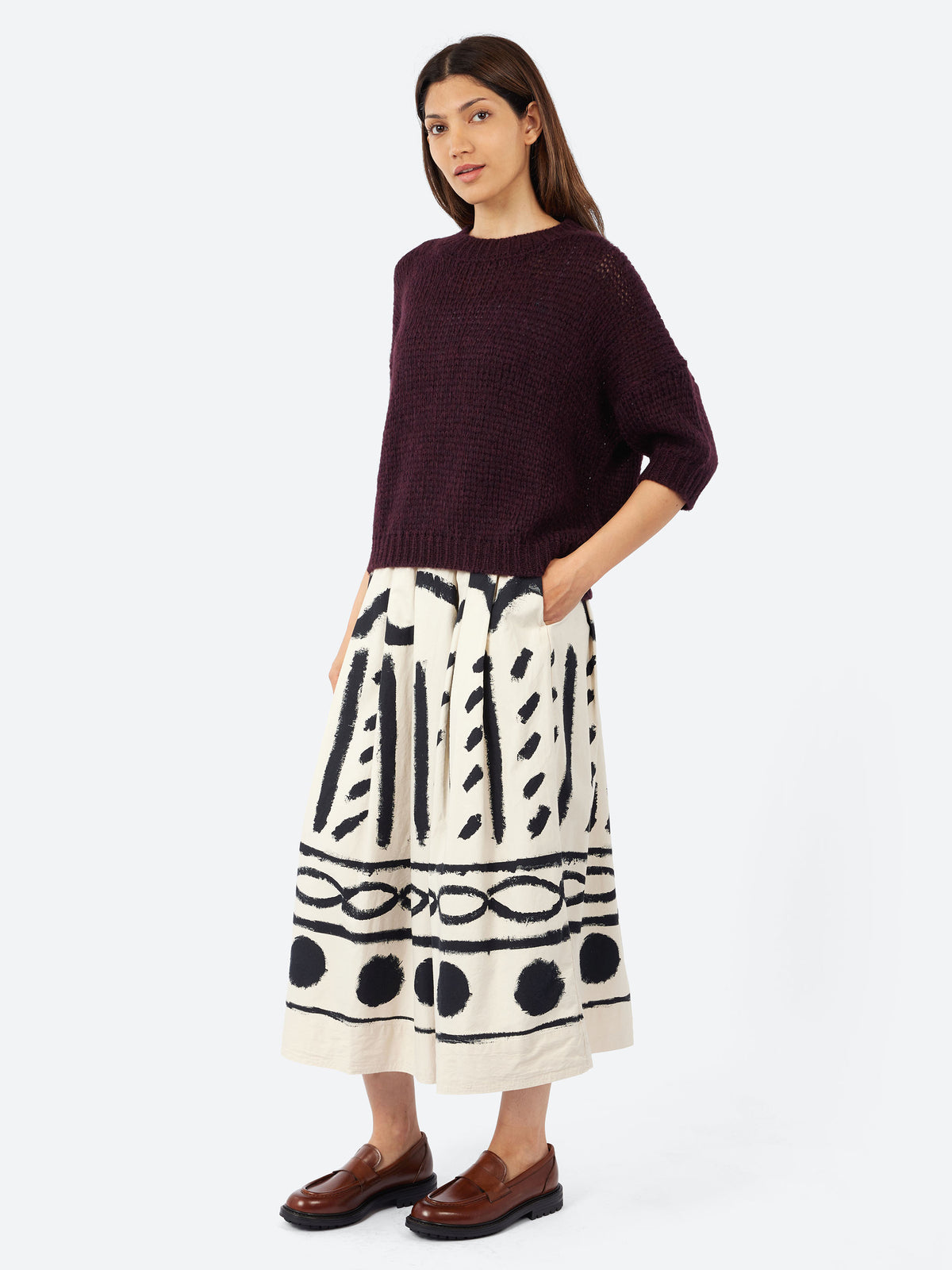Three-Quarter Sleeve Baby Alpaca Sweater
