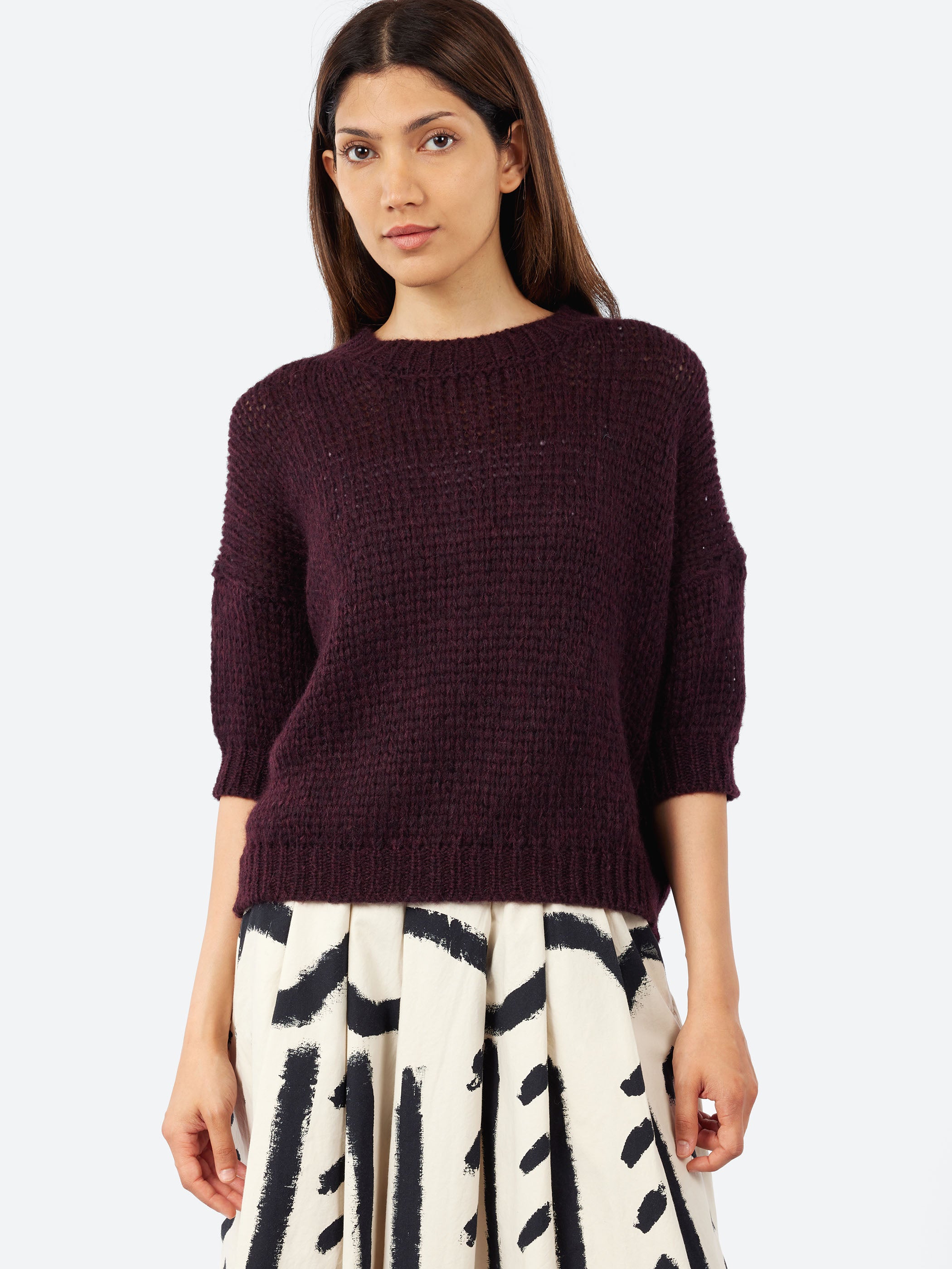 Three-Quarter Sleeve Baby Alpaca Sweater