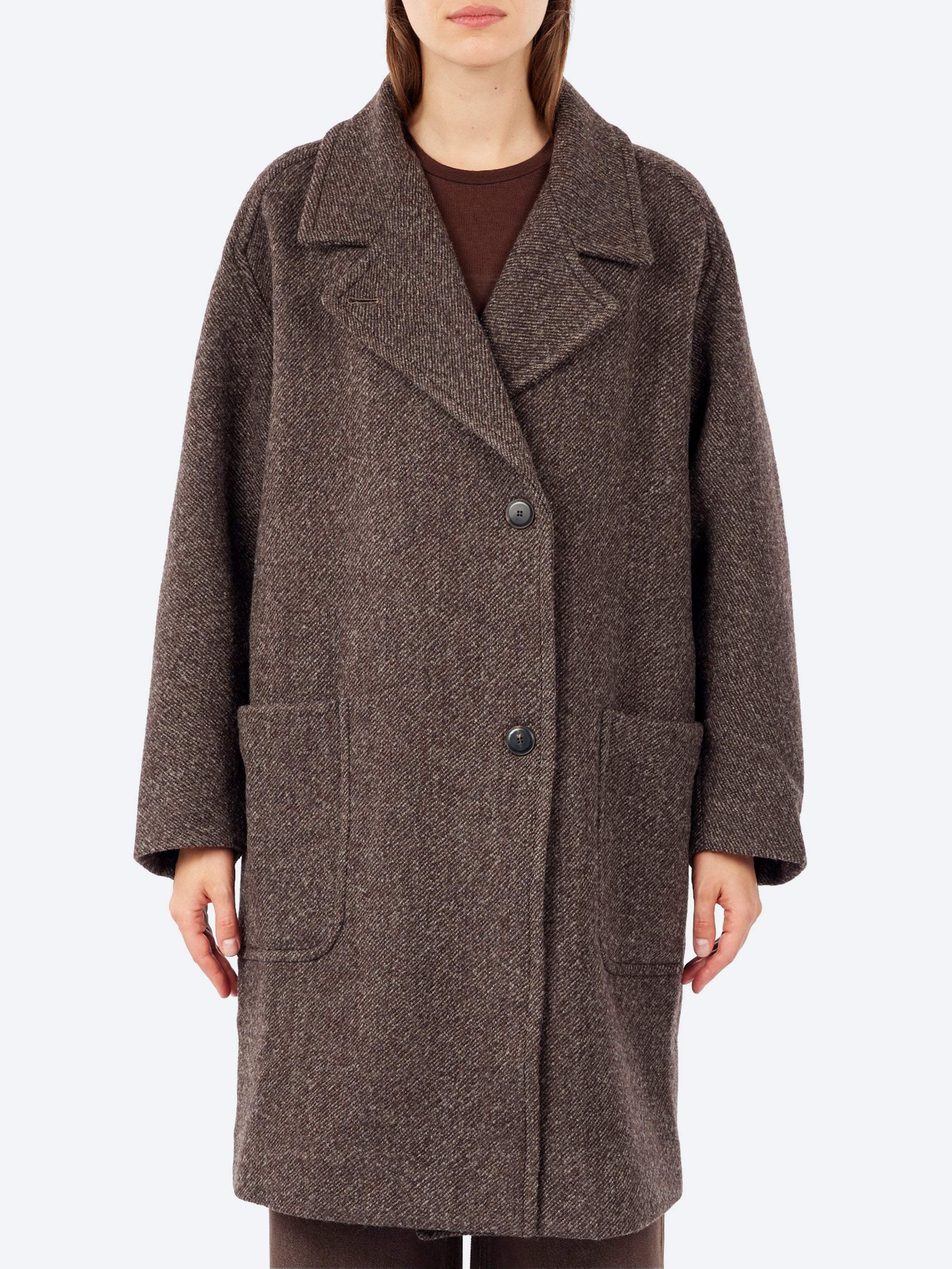 Oversized Mélange Wool and Cotton Cloth Coat