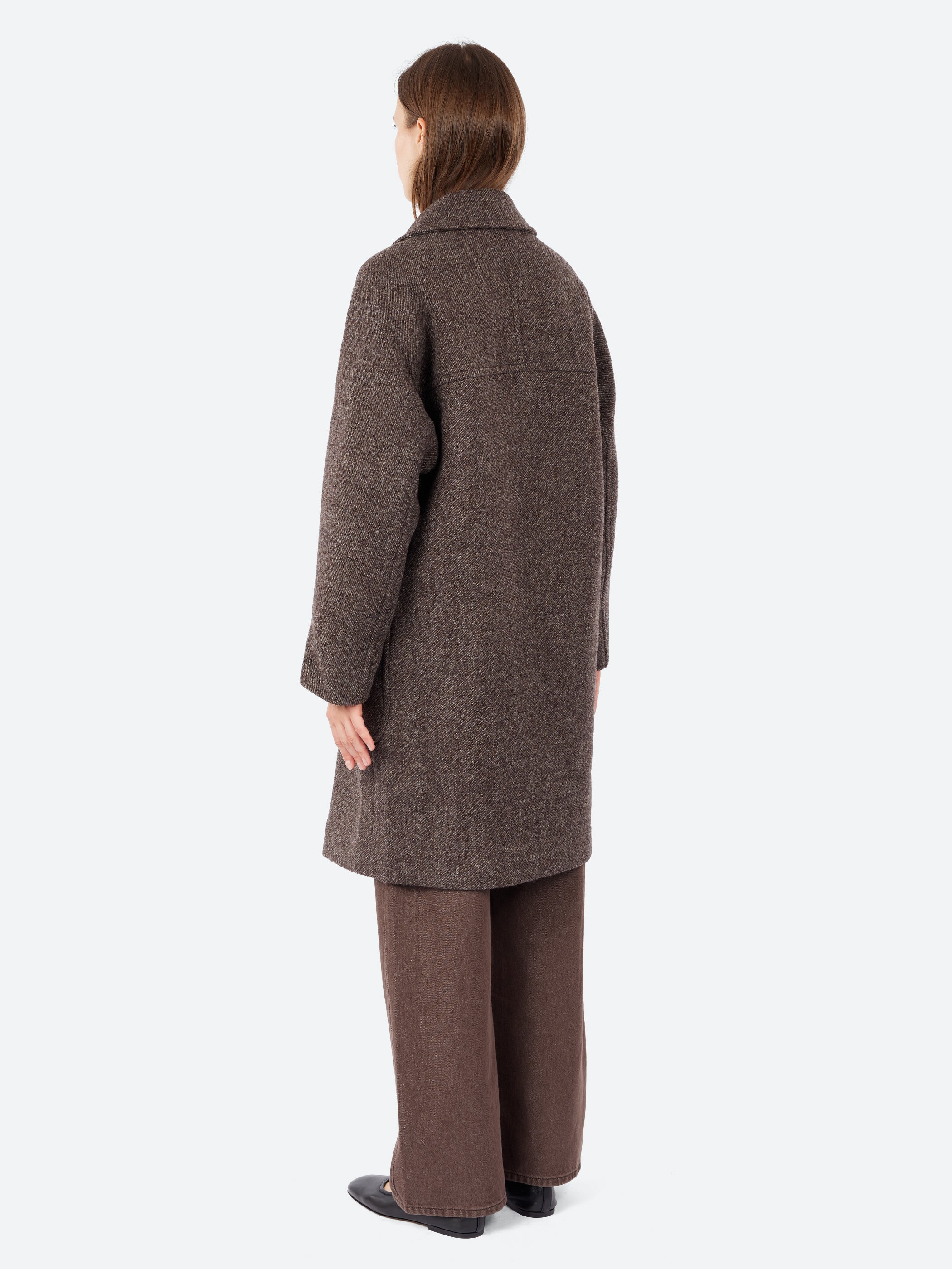 Oversized Mélange Wool and Cotton Cloth Coat