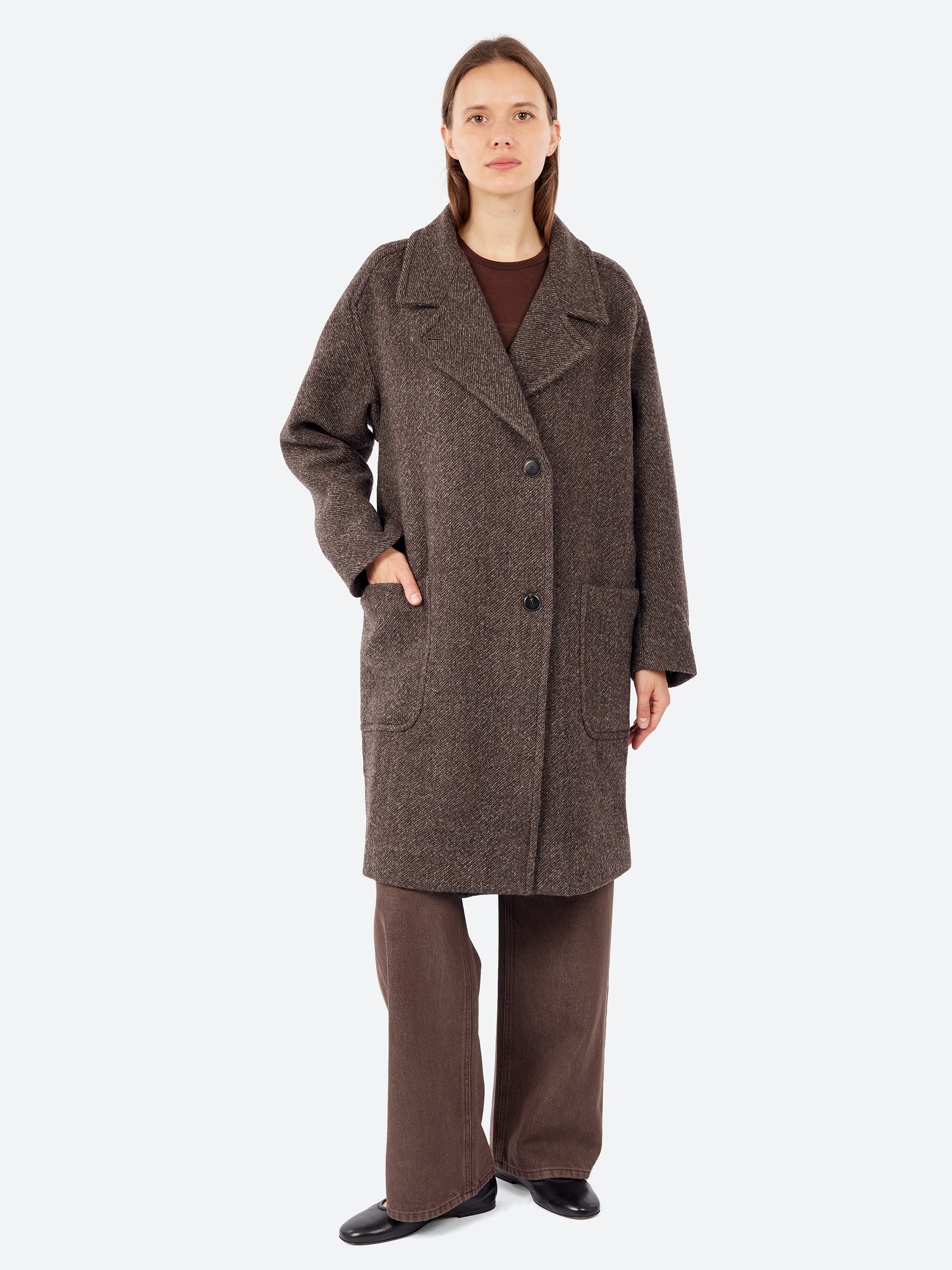 Oversized Mélange Wool and Cotton Cloth Coat