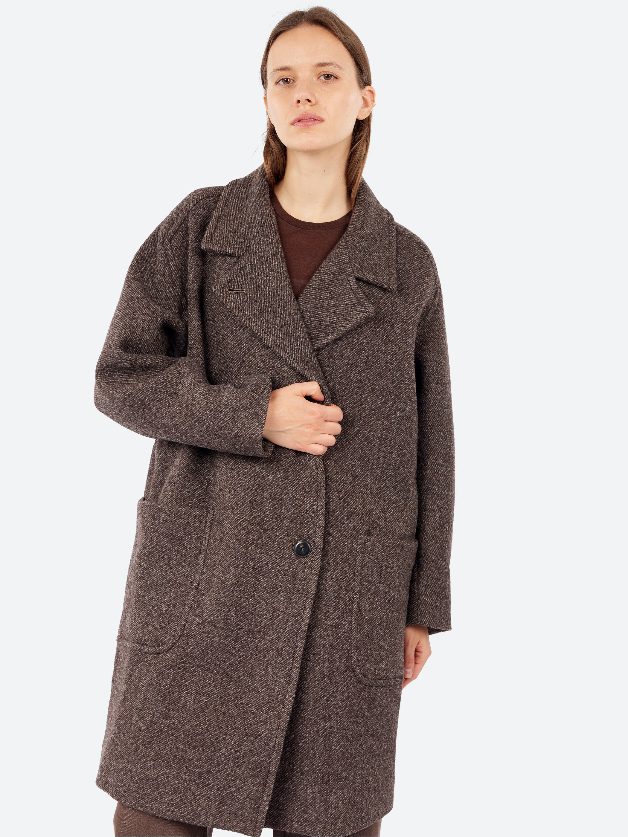 Oversized Mélange Wool and Cotton Cloth Coat