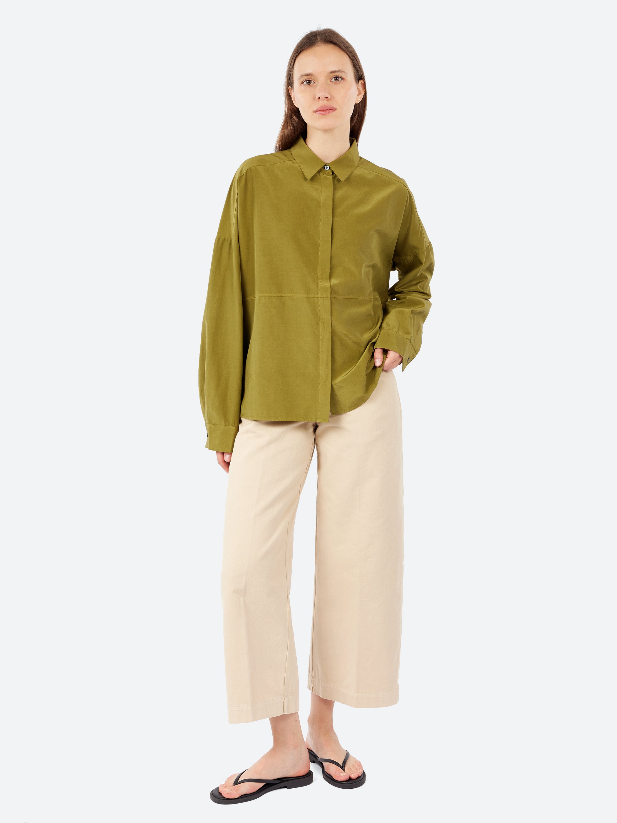 Barrel Leg Brushed Cotton Drill Trousers