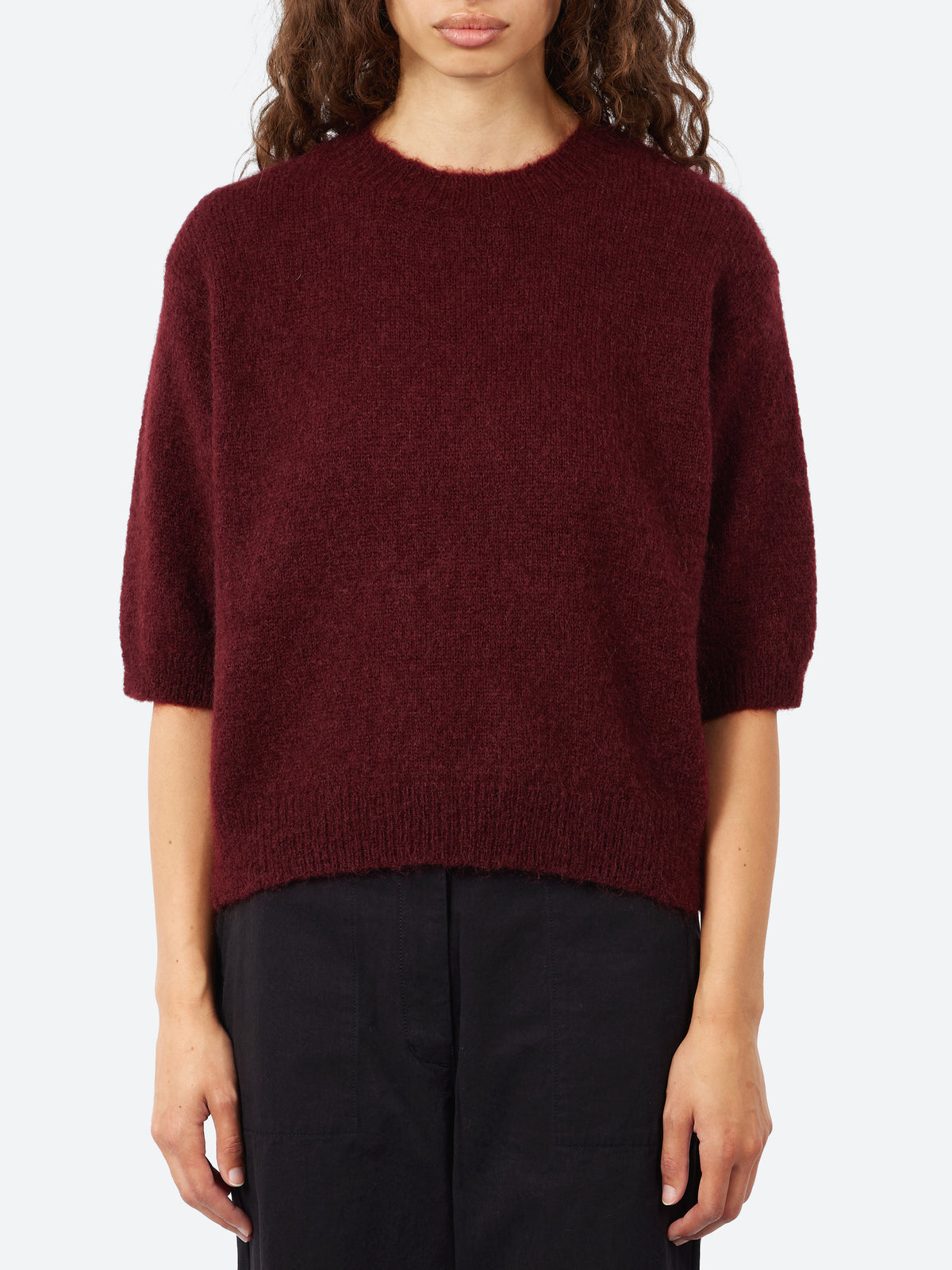 Short-Sleeved Mohair Sweater