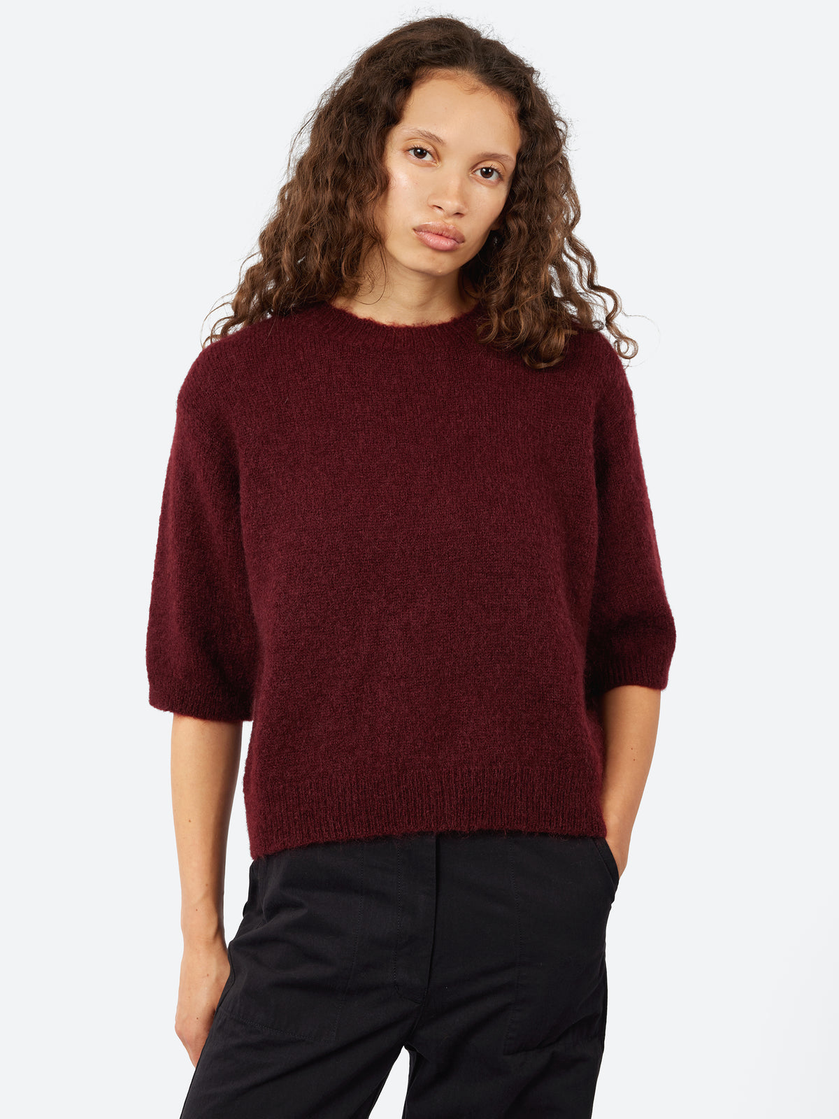 Short-Sleeved Mohair Sweater