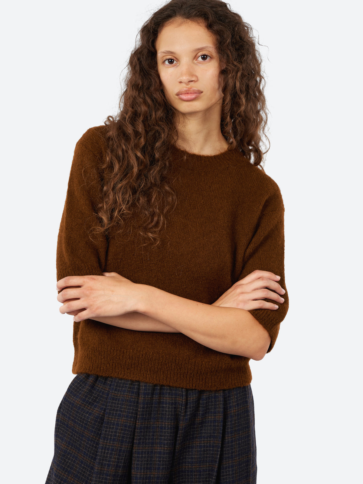 Short-Sleeved Mohair Sweater
