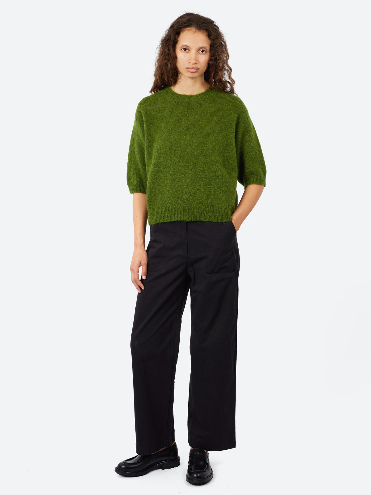 Short-Sleeved Mohair Sweater