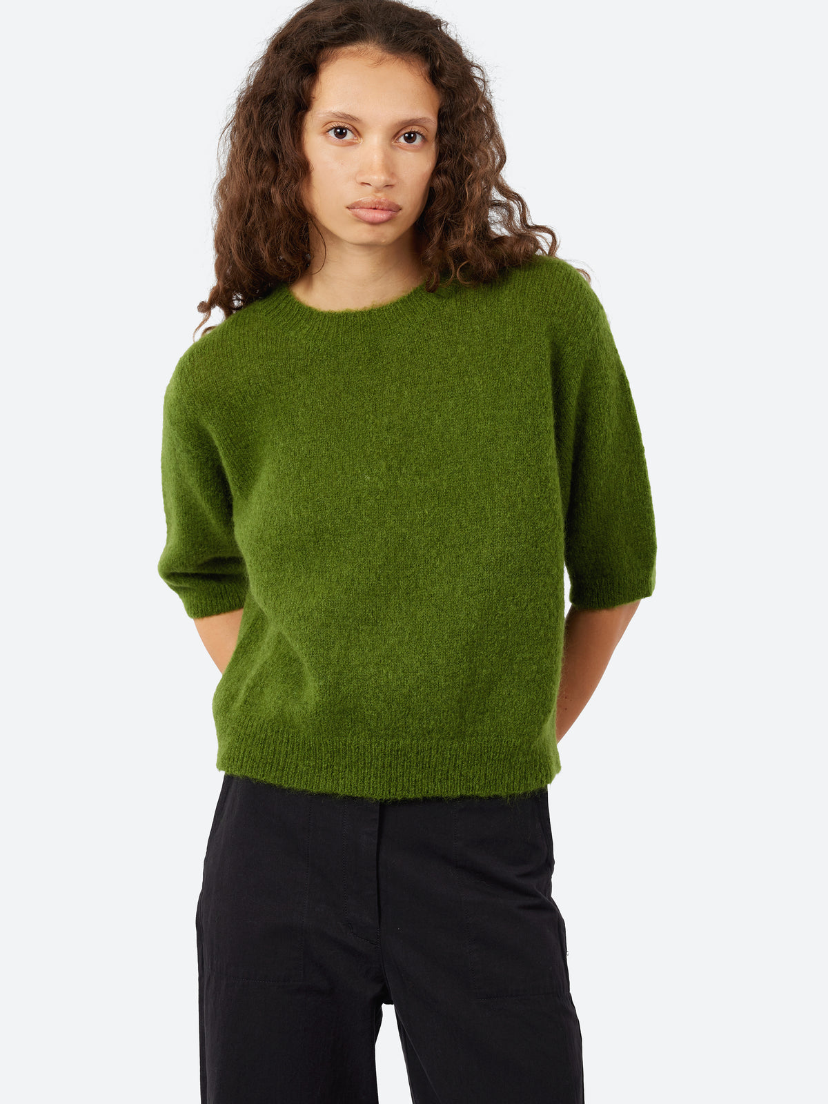 Short-Sleeved Mohair Sweater