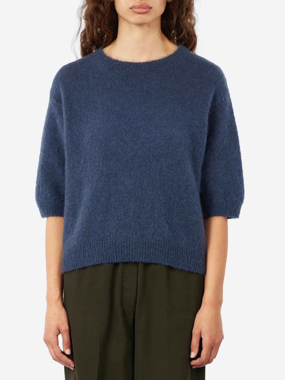 Short-Sleeved Mohair Sweater