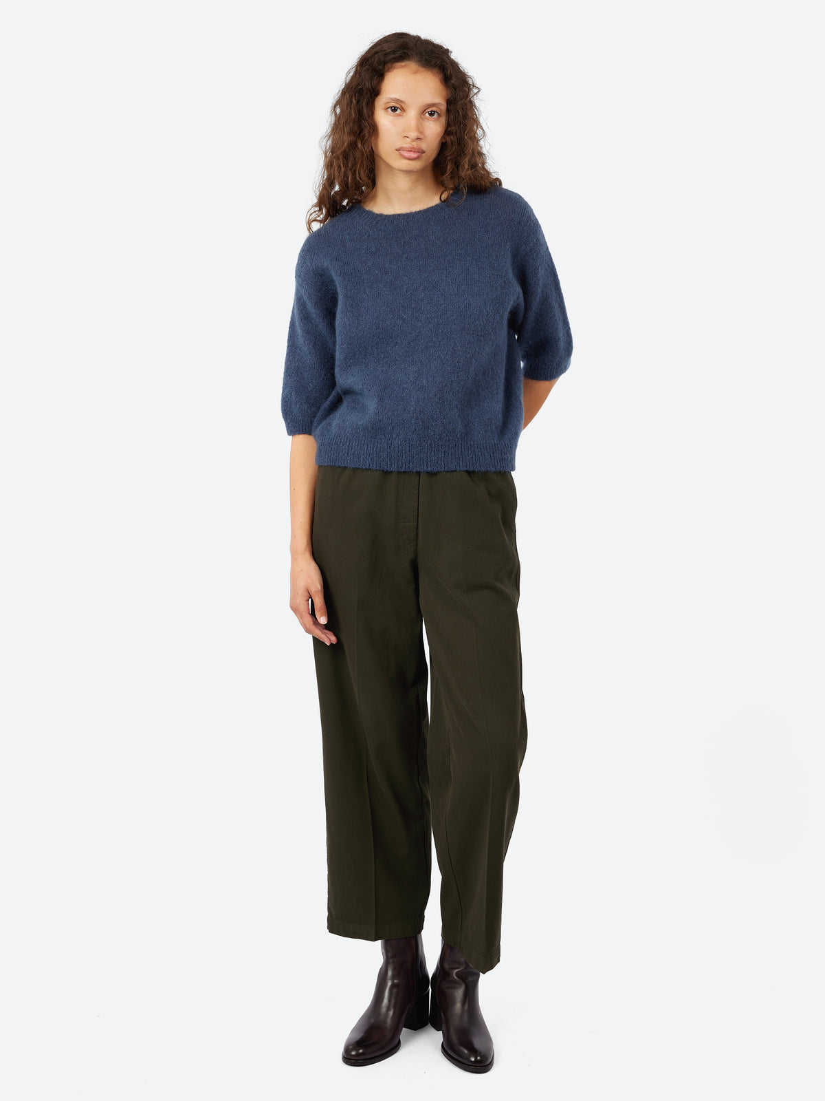 Short-Sleeved Mohair Sweater