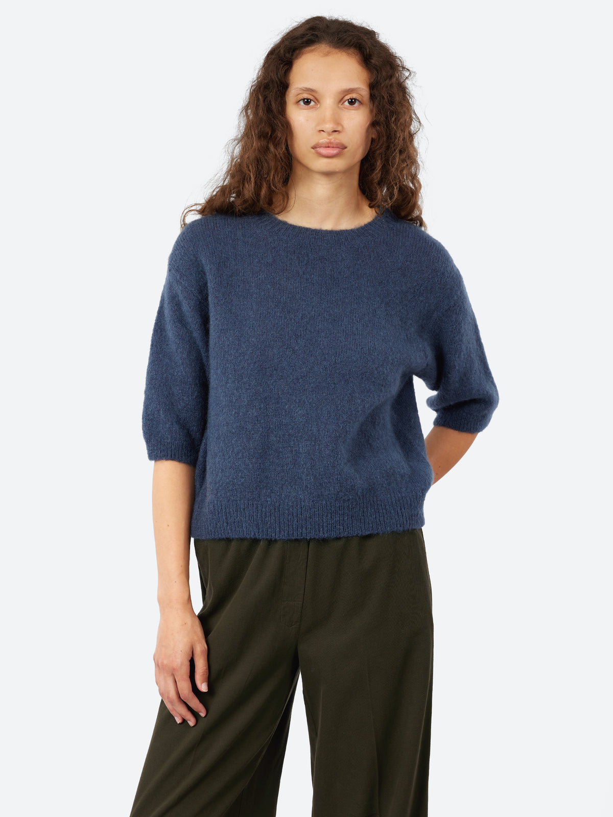 Short-Sleeved Mohair Sweater