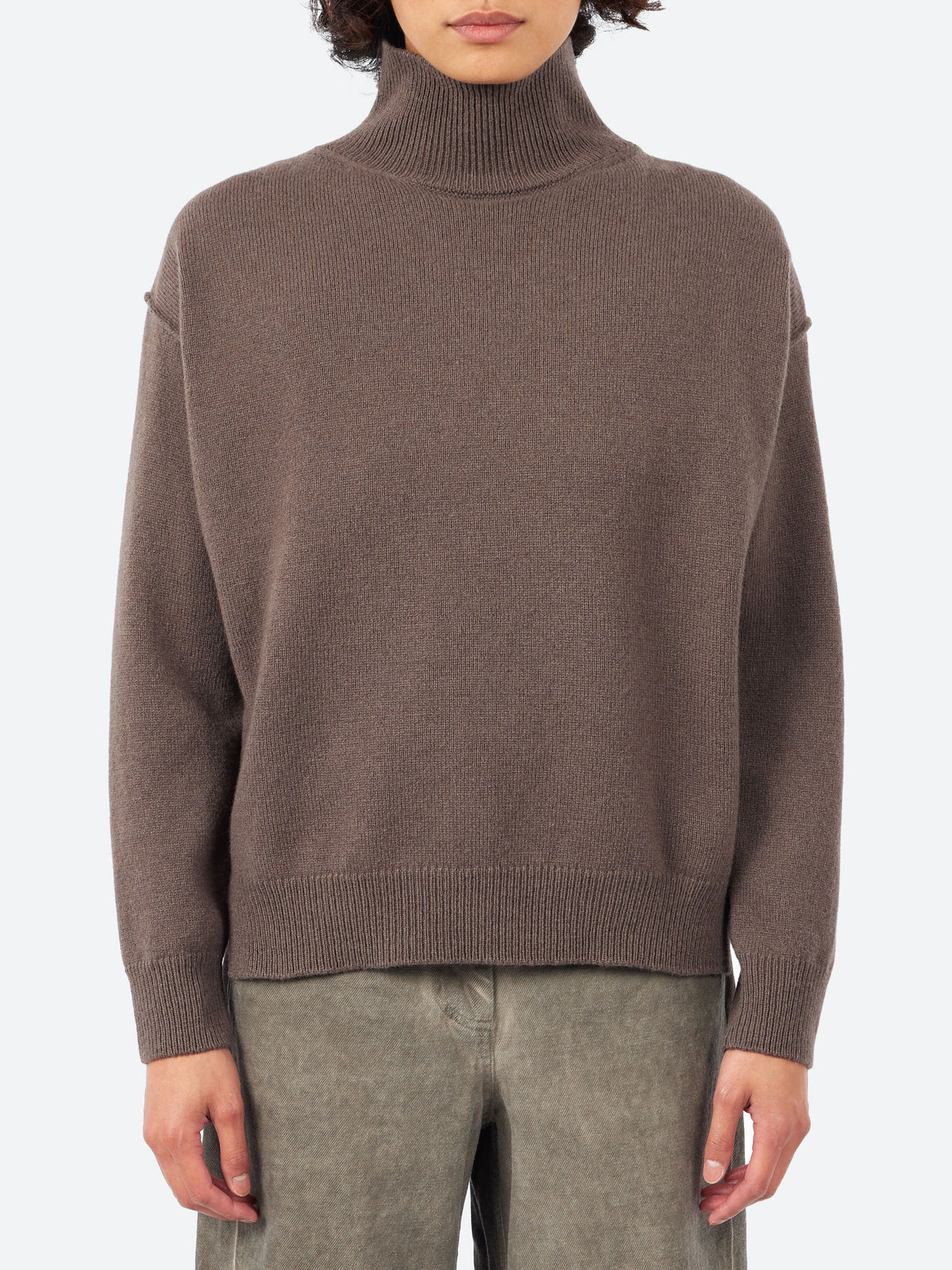 Turtleneck Sweater in Stockinette Stitch Wool and Cashmere