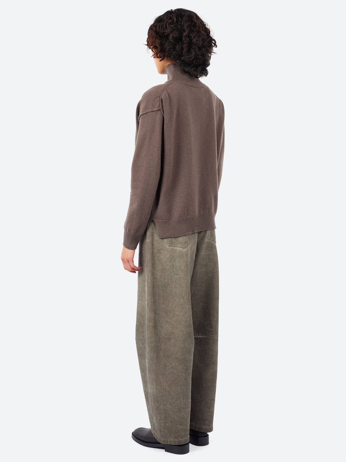 Turtleneck Sweater in Stockinette Stitch Wool and Cashmere