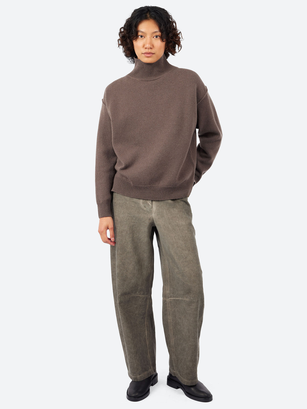 Turtleneck Sweater in Stockinette Stitch Wool and Cashmere