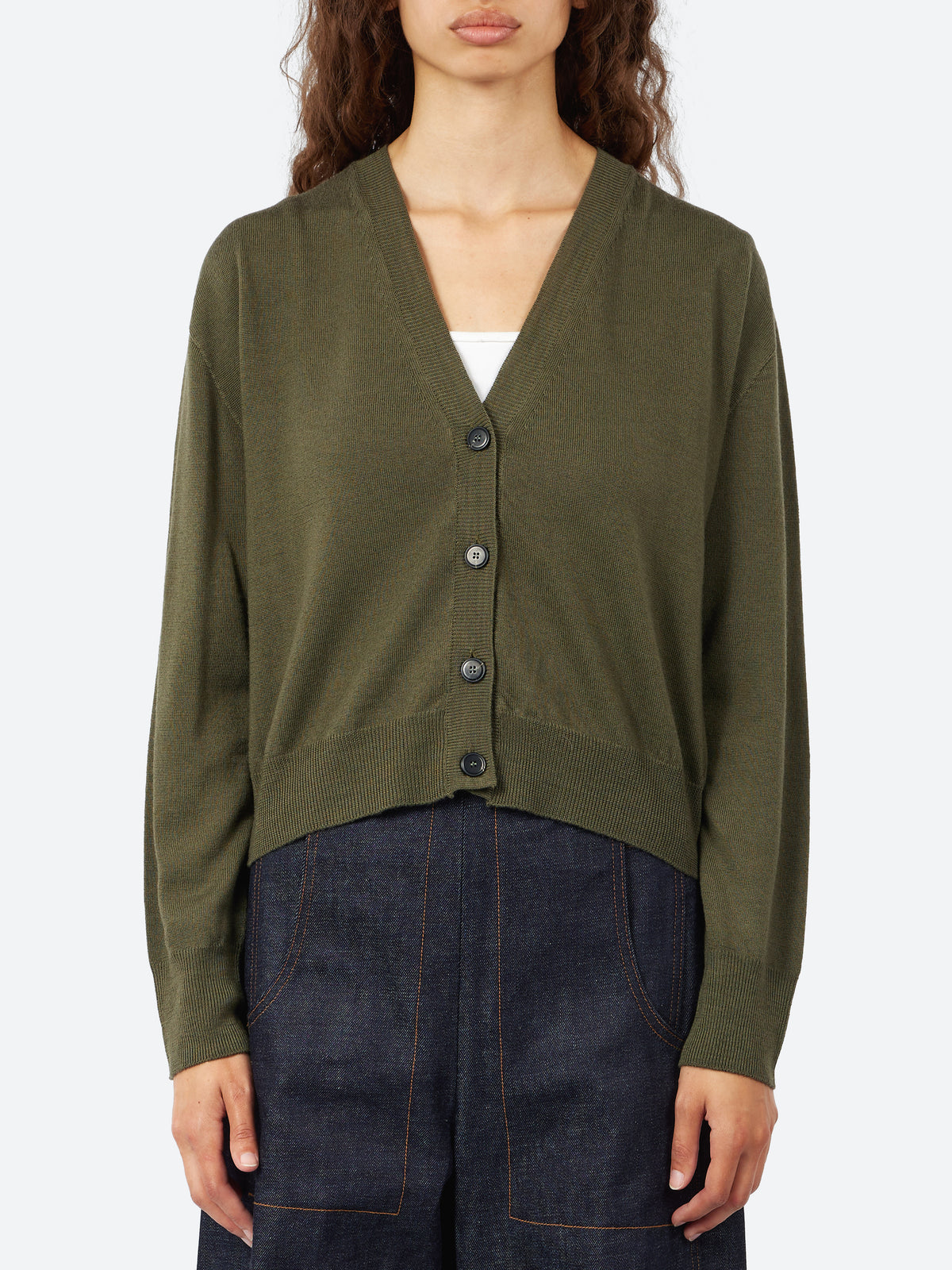Plain Knit Wool Cardigan