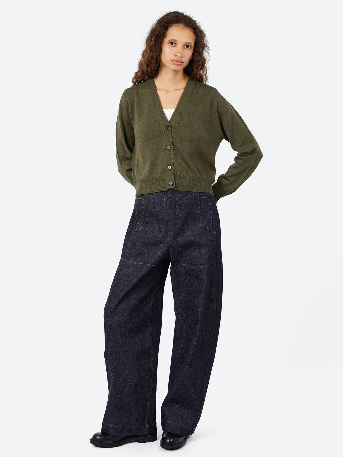 Plain Knit Wool Cardigan