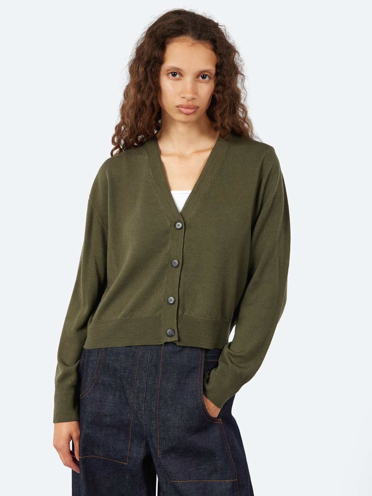 Plain Knit Wool Cardigan
