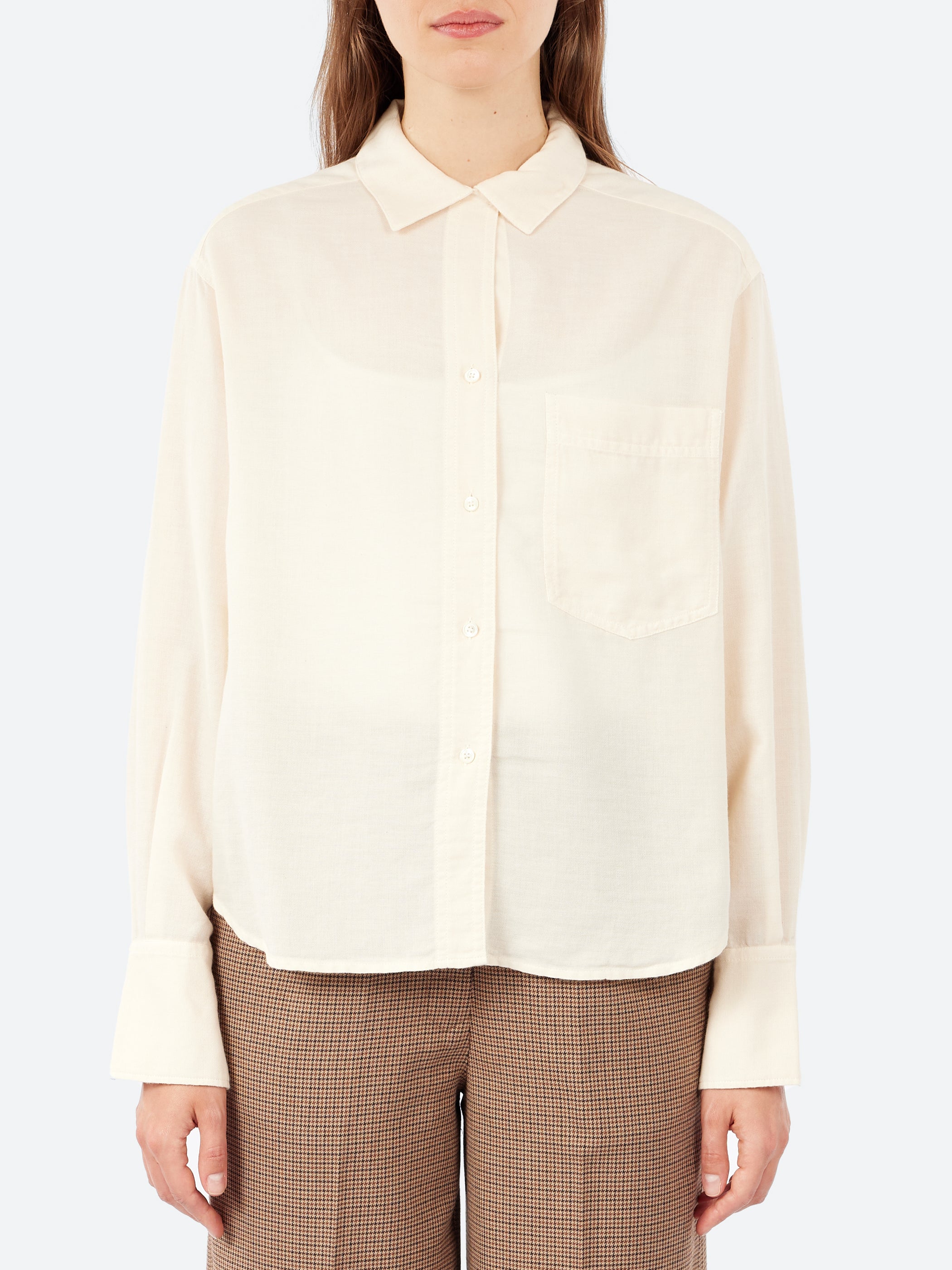 Cotton and Wool Micro-Weave Shirt