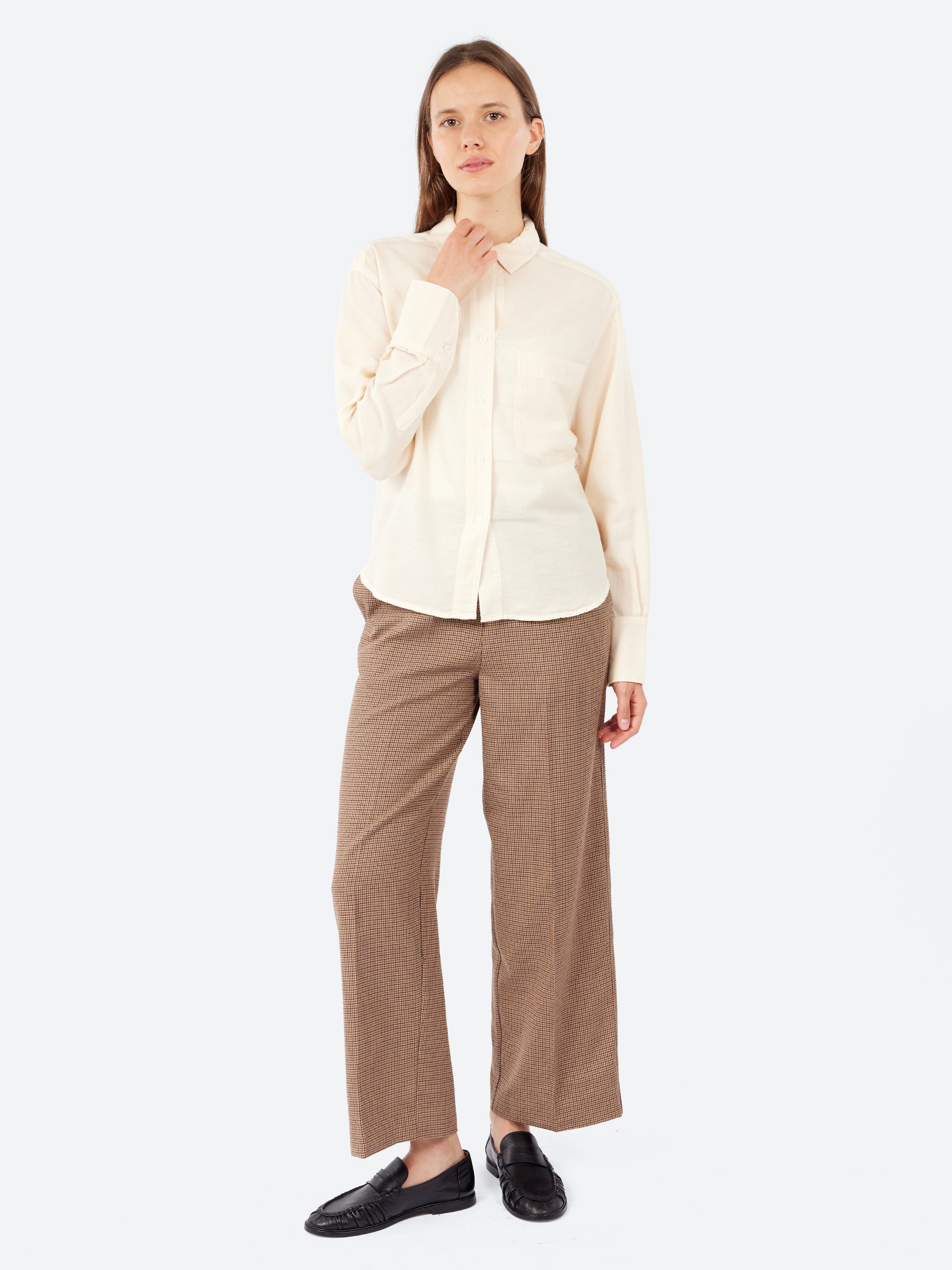 Cotton and Wool Micro-Weave Shirt