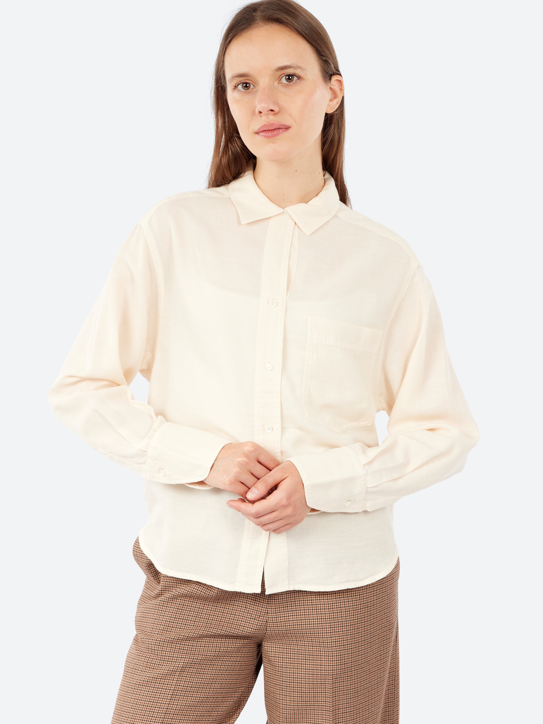 Cotton and Wool Micro-Weave Shirt