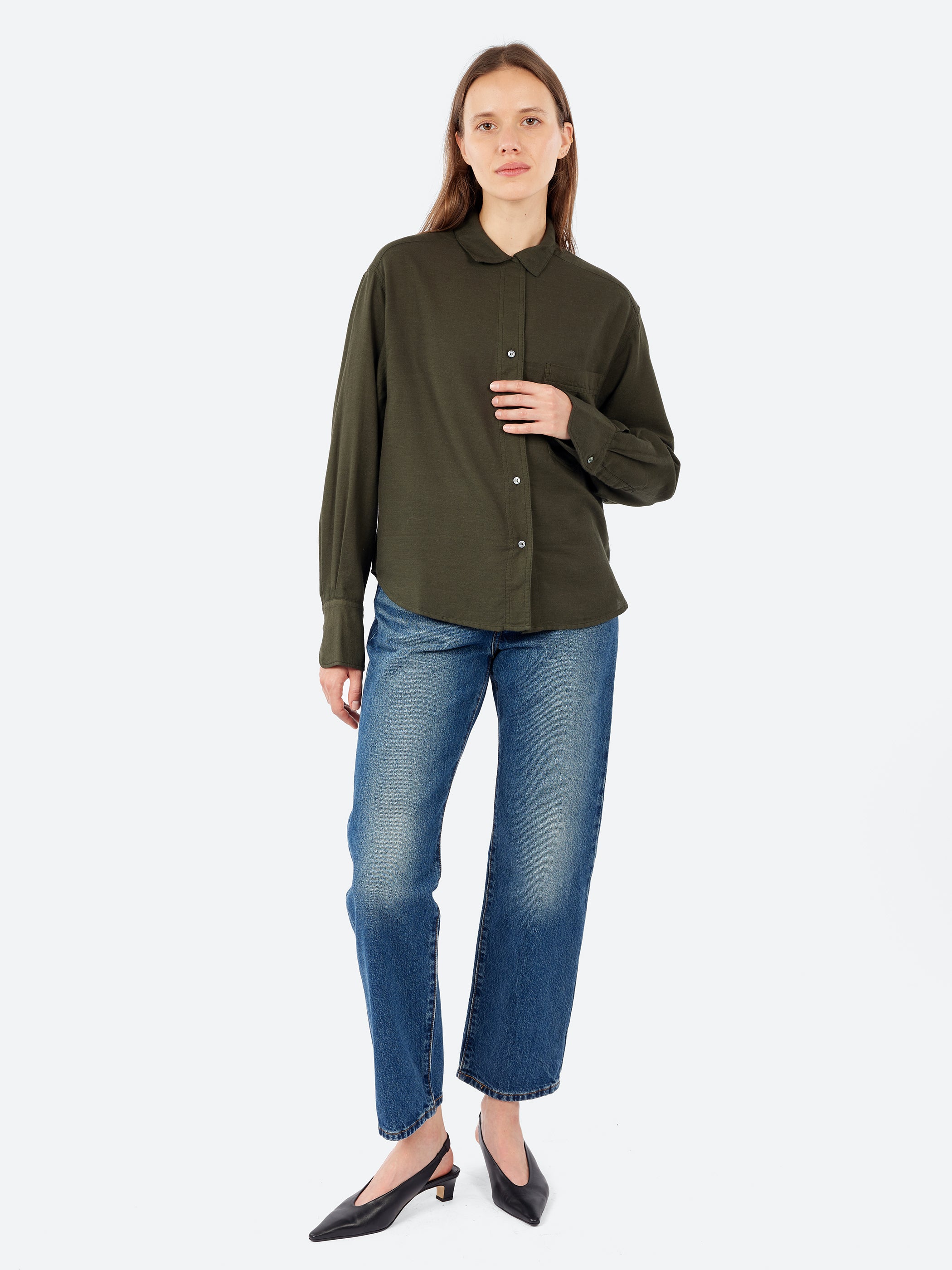 Cotton and Wool Micro-Weave Shirt