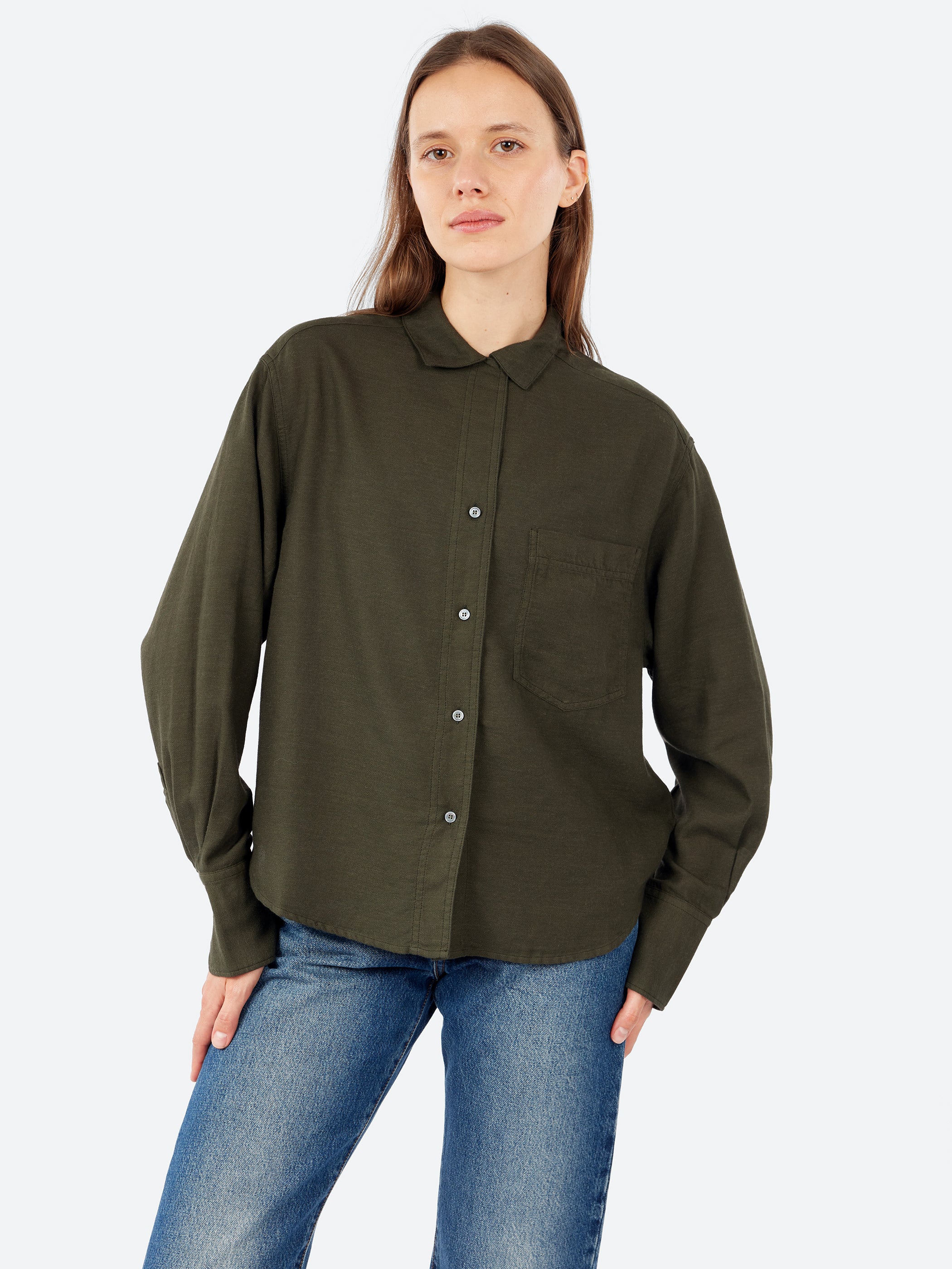 Cotton and Wool Micro-Weave Shirt
