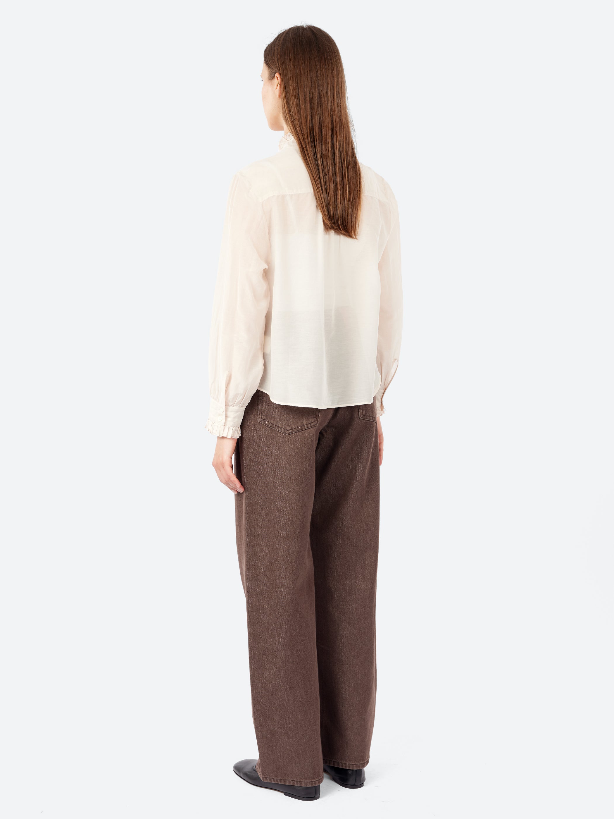 Silk and Cotton Voile Ruffled Shirt