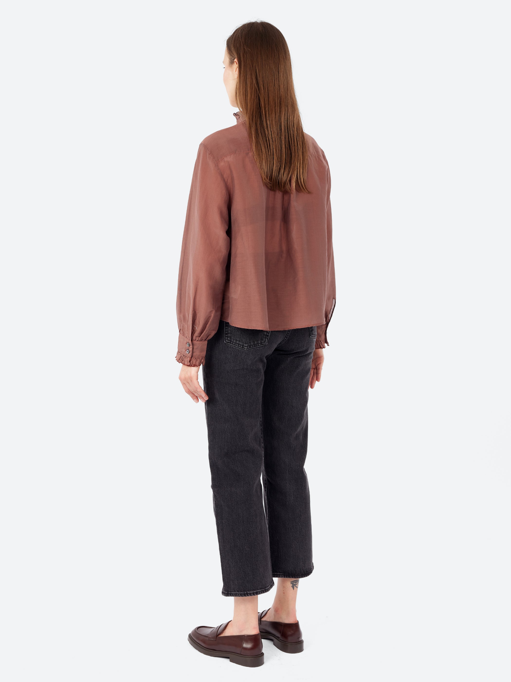 Silk and Cotton Voile Ruffled Shirt