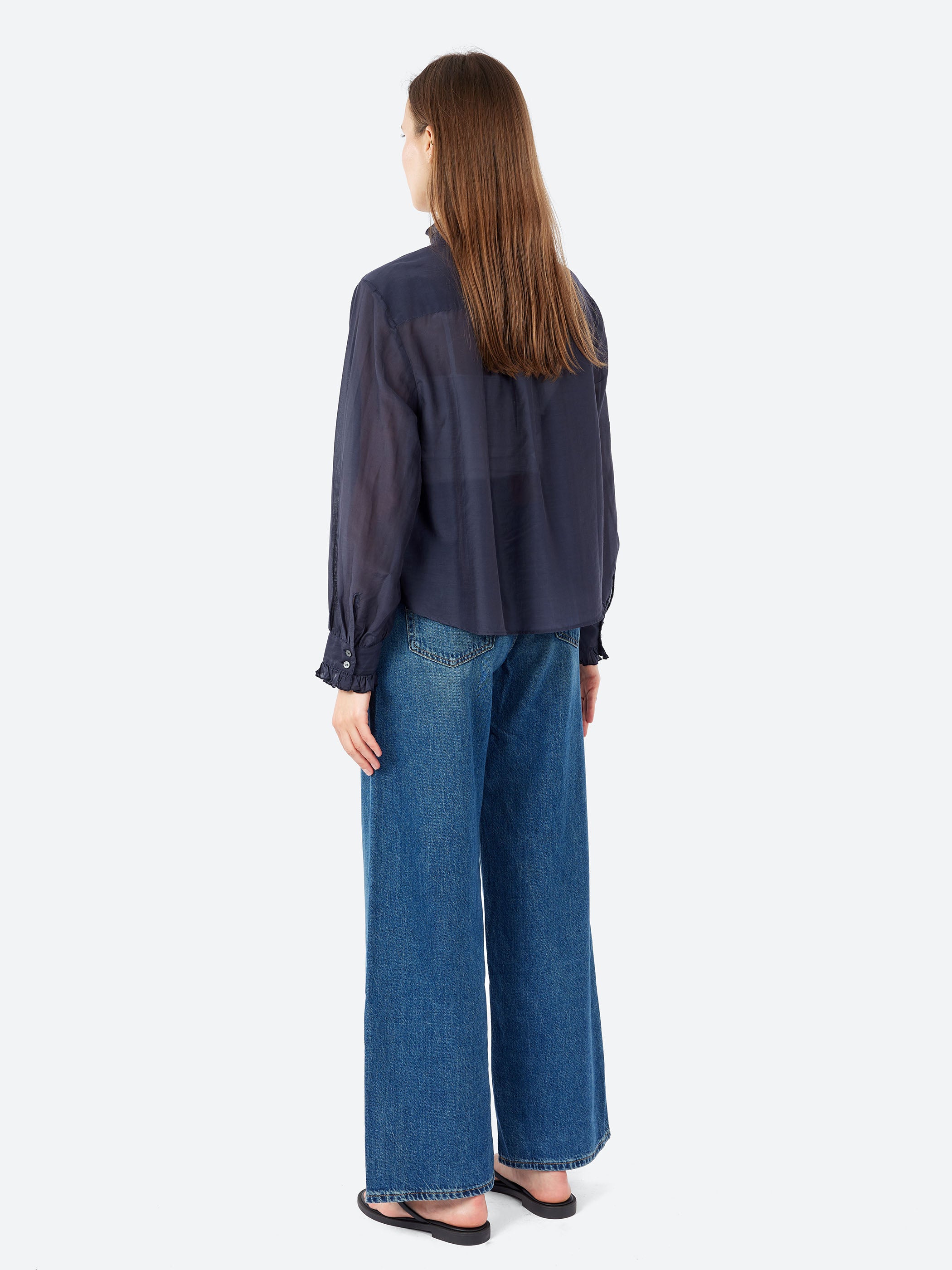 Silk and Cotton Voile Ruffled Shirt