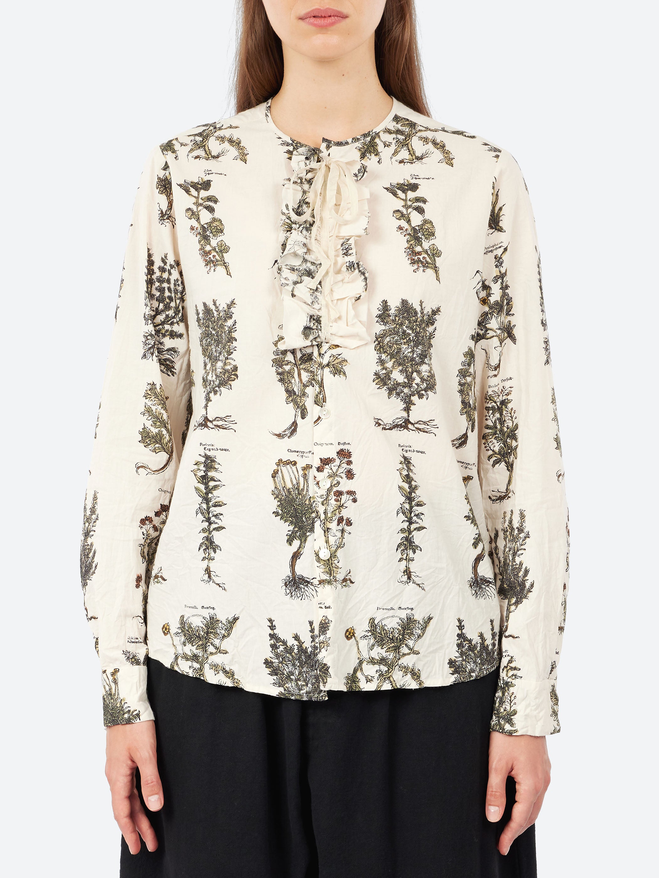 Herbal Print Ruffle Shirt